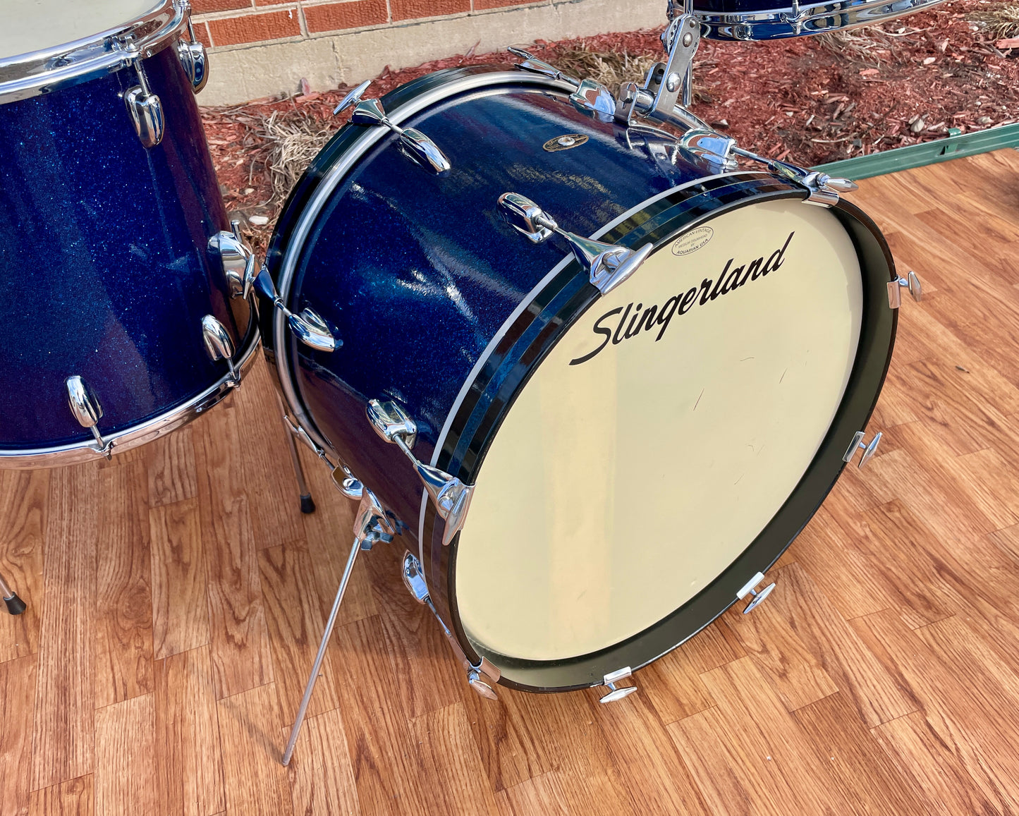 1963 Slingerland Modern Jazz Outfit Drum Set Blue Glass Glitter Sparkle 20/12/14 Bop