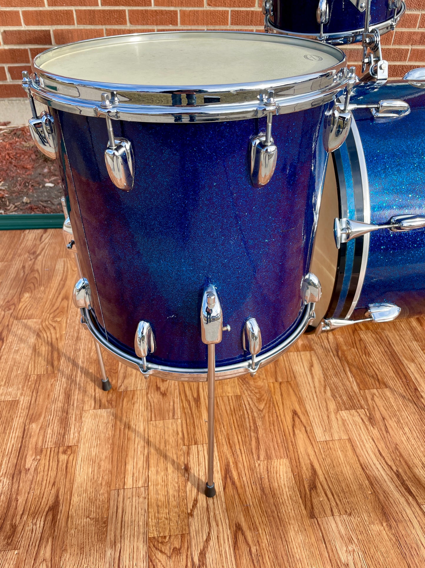 1963 Slingerland Modern Jazz Outfit Drum Set Blue Glass Glitter Sparkle 20/12/14 Bop