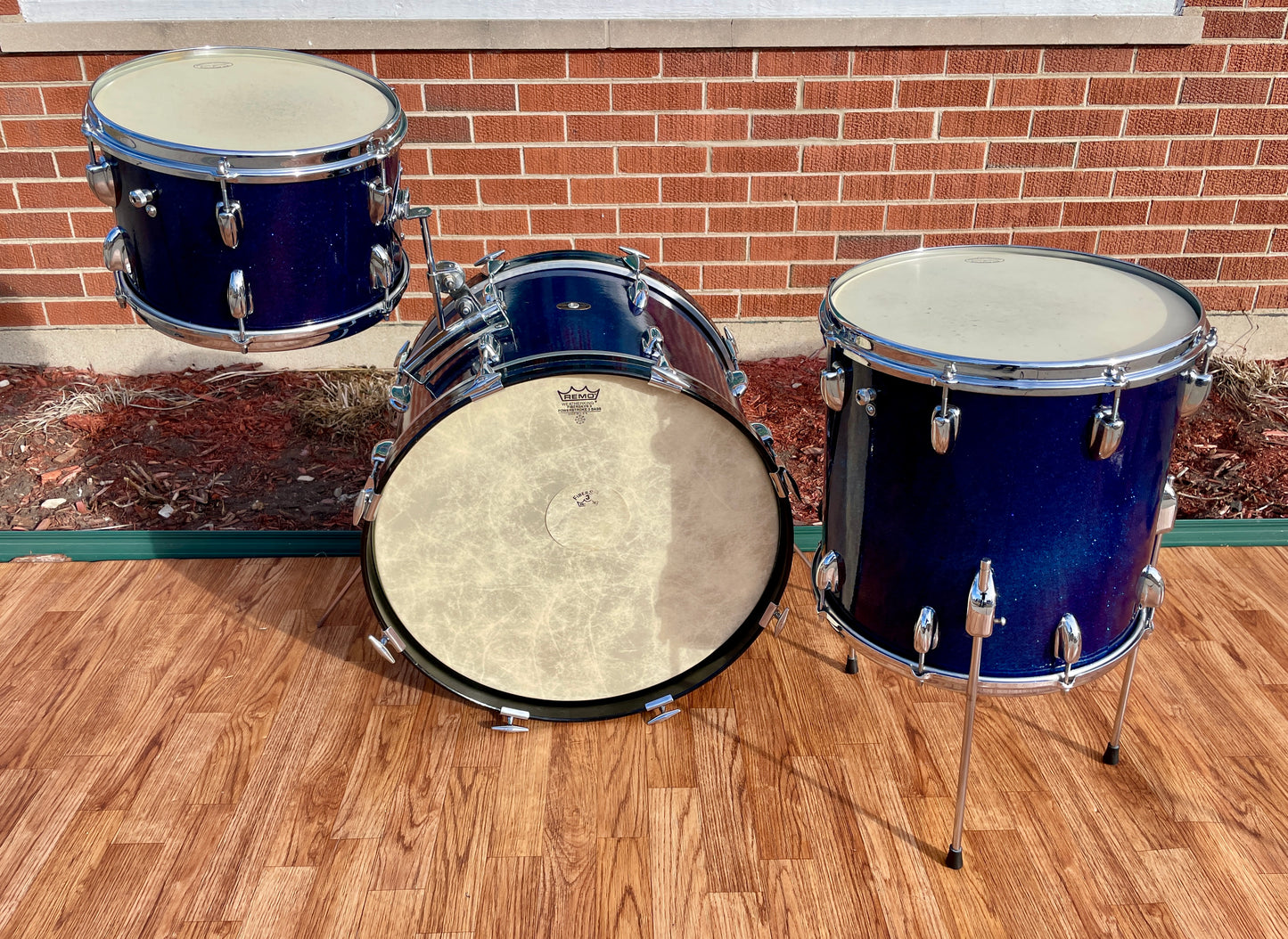 1963 Slingerland Modern Jazz Outfit Drum Set Blue Glass Glitter Sparkle 20/12/14 Bop