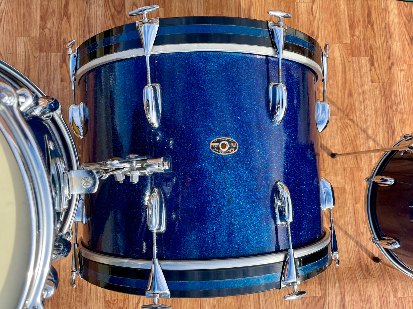 1963 Slingerland Modern Jazz Outfit Drum Set Blue Glass Glitter Sparkle 20/12/14 Bop