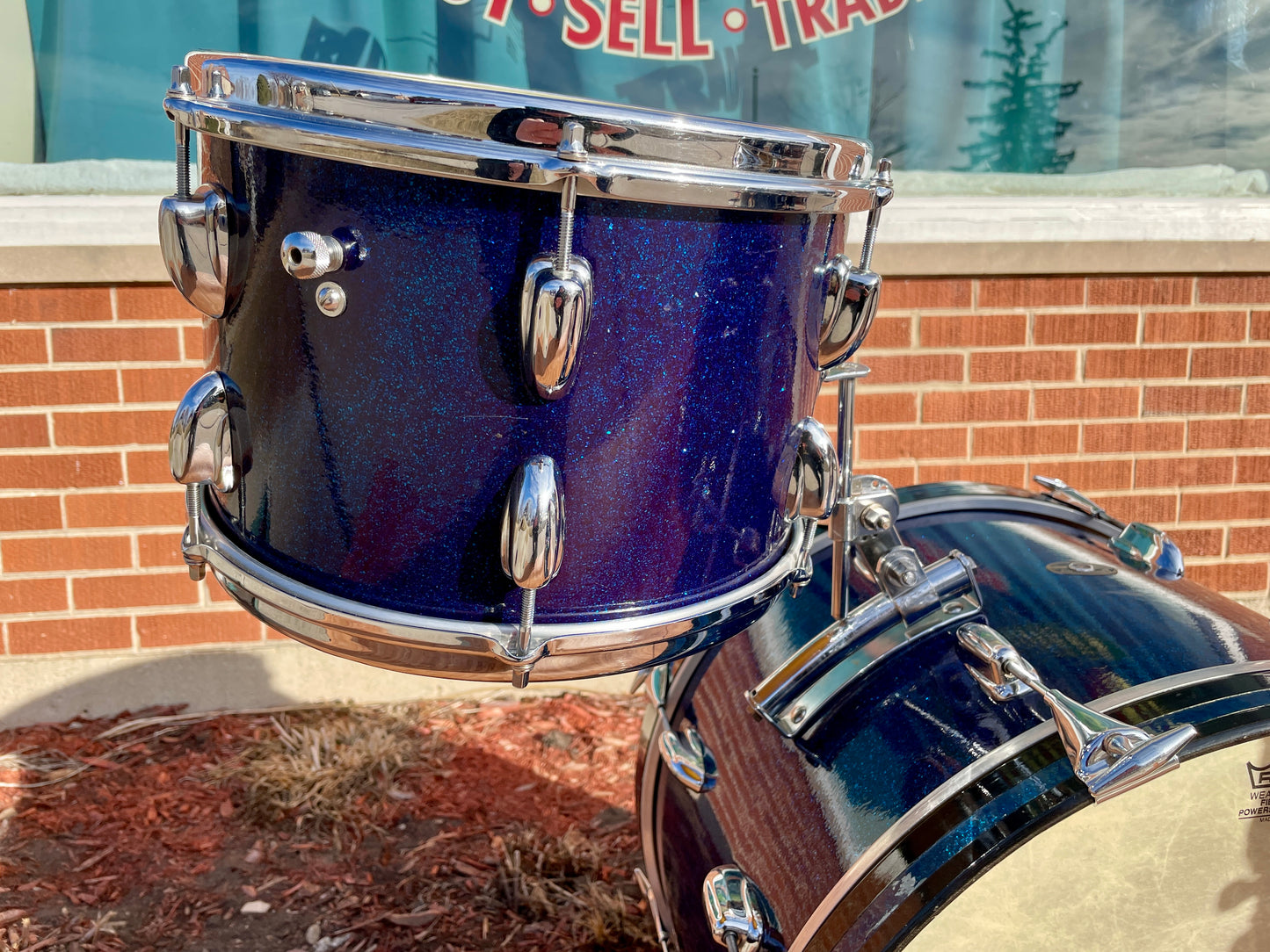 1963 Slingerland Modern Jazz Outfit Drum Set Blue Glass Glitter Sparkle 20/12/14 Bop