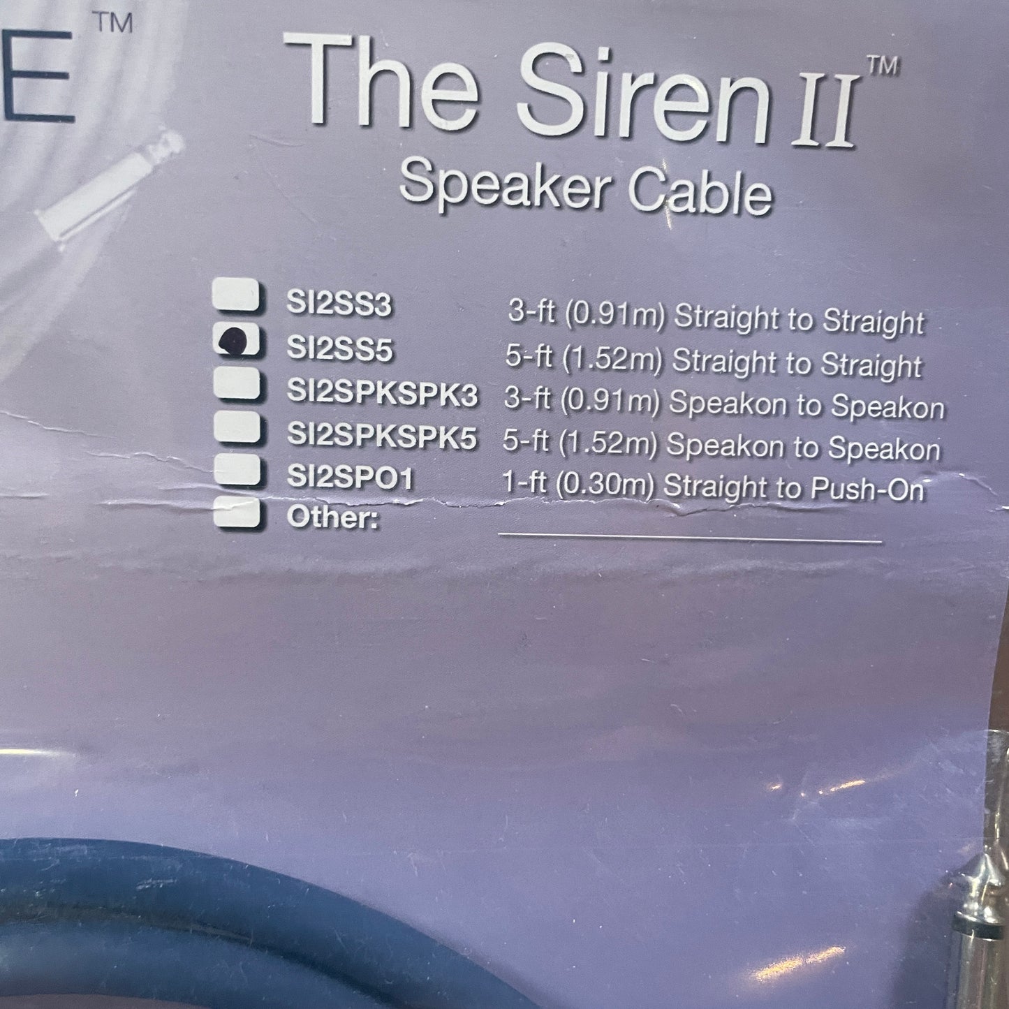 Evidence Audio The Siren II 5 Foot Speaker Cable NOS