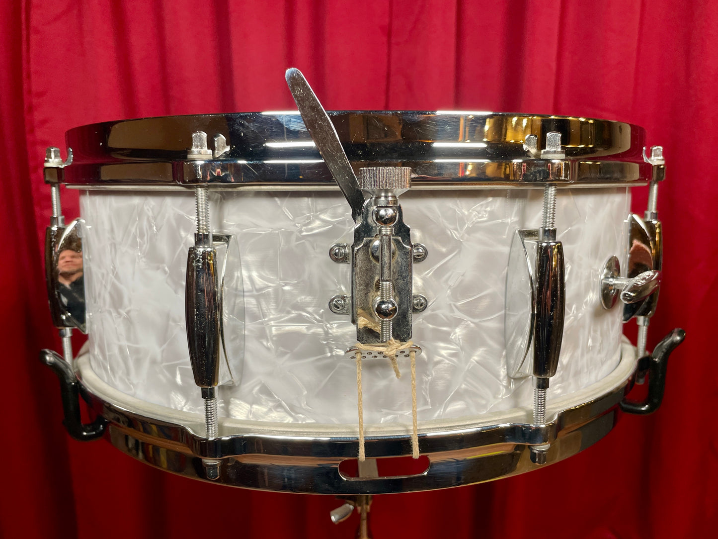 1960s Gretsch 4103 Renown 5.5x14 Snare Drum Kit w/ Stand & Case 4082 White Marine Pearl