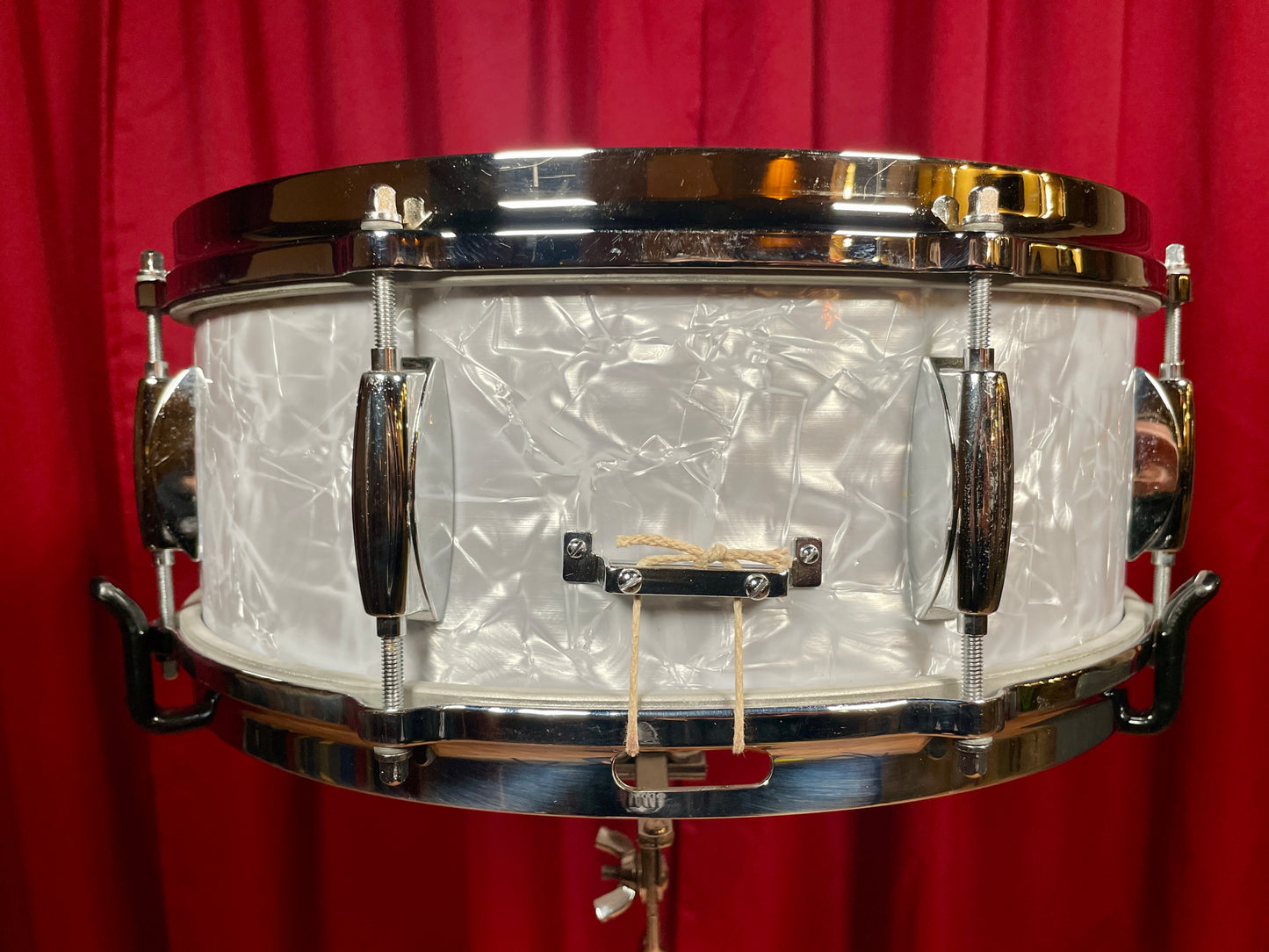 1960s Gretsch 4103 Renown 5.5x14 Snare Drum Kit w/ Stand & Case 4082 White Marine Pearl