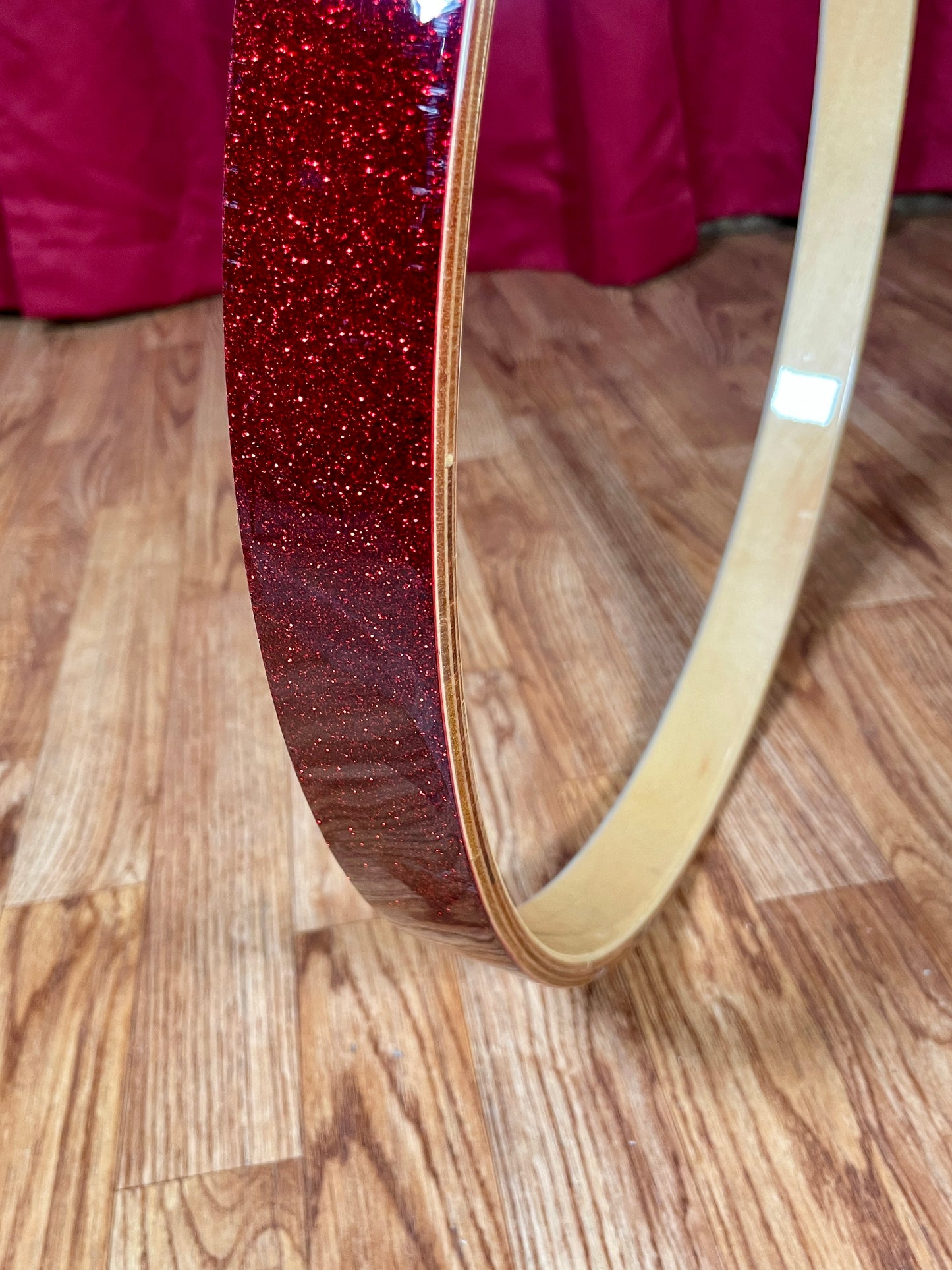 18" Canopus Bass Drum Hoop Red Sparkle Glass Glitter