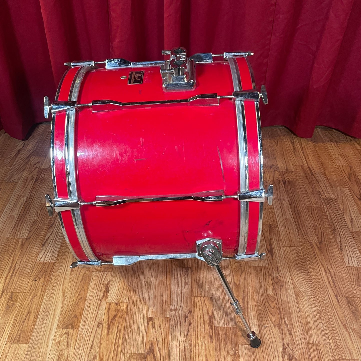 1980s Pearl Export 16x22 Deep Force 5500 Bass Drum Coral Red