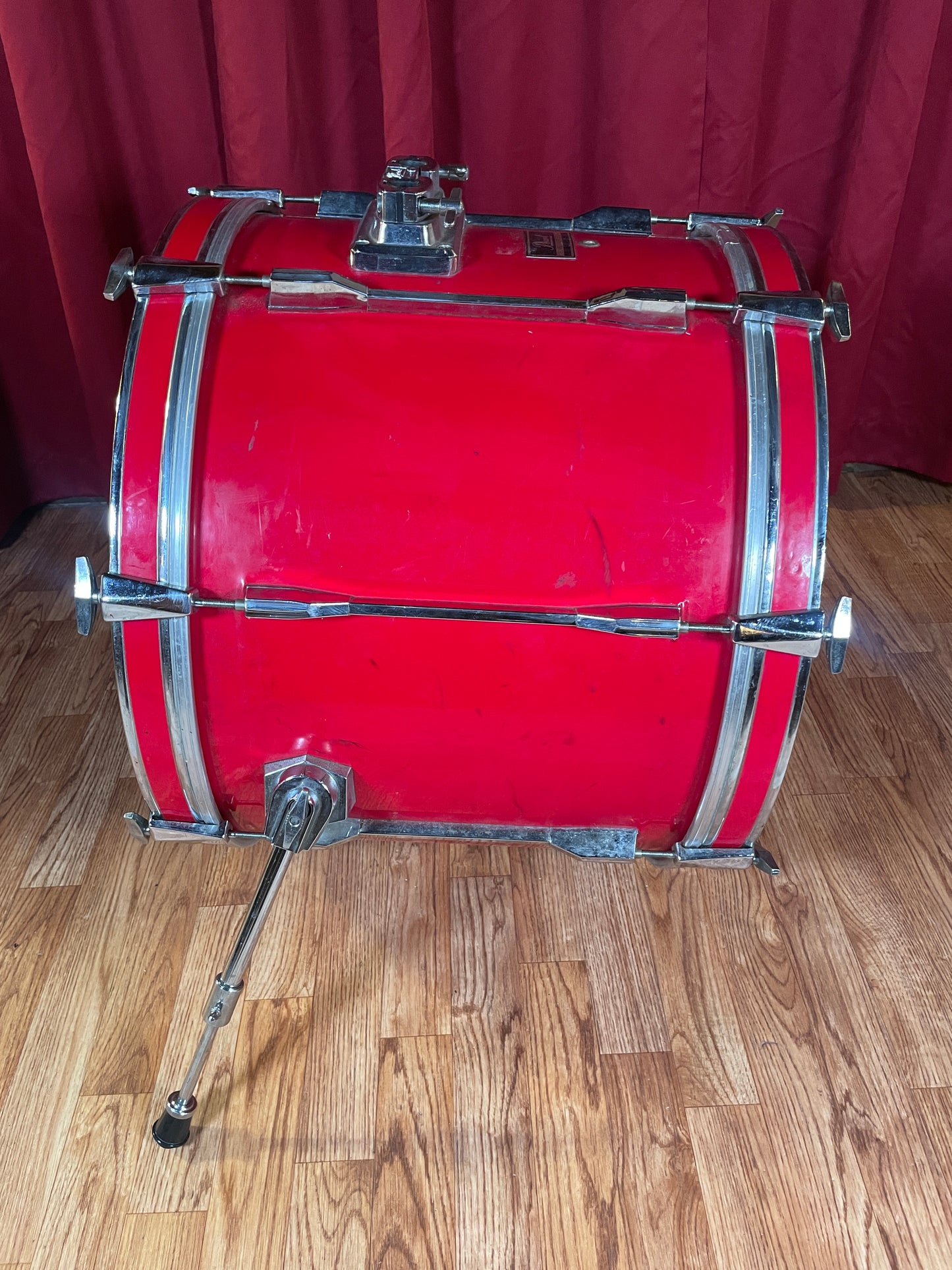 1980s Pearl Export 16x22 Deep Force 5500 Bass Drum Coral Red