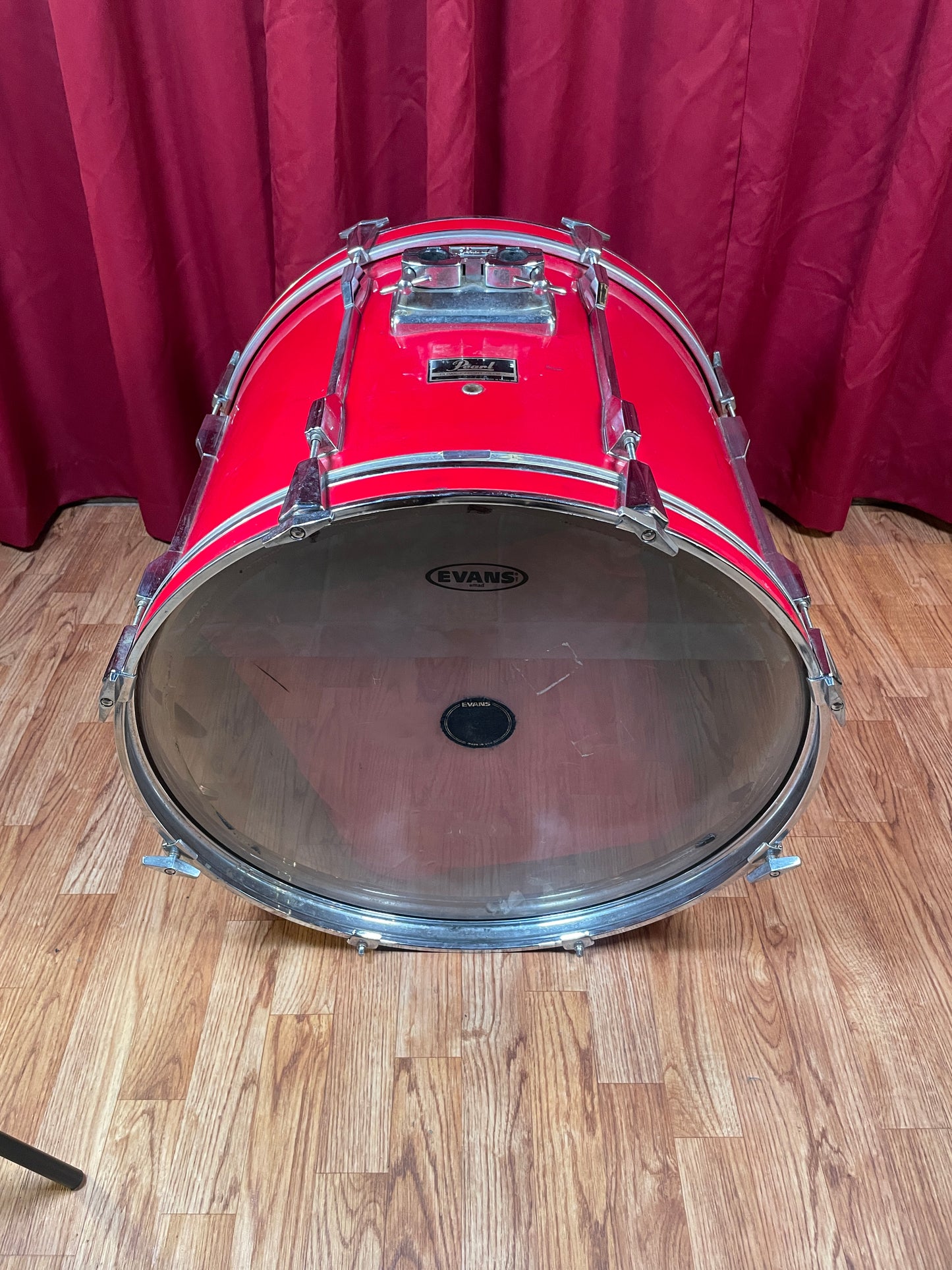 1980s Pearl Export 16x22 Deep Force 5500 Bass Drum Coral Red