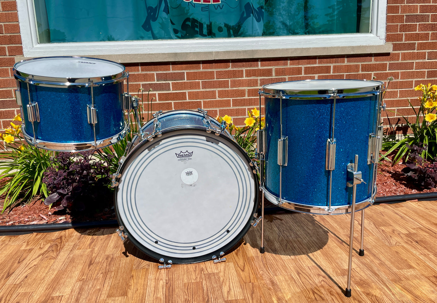 1960s Rogers Tower Delta Drum Set Sparkling Blue Pearl 20/12/14