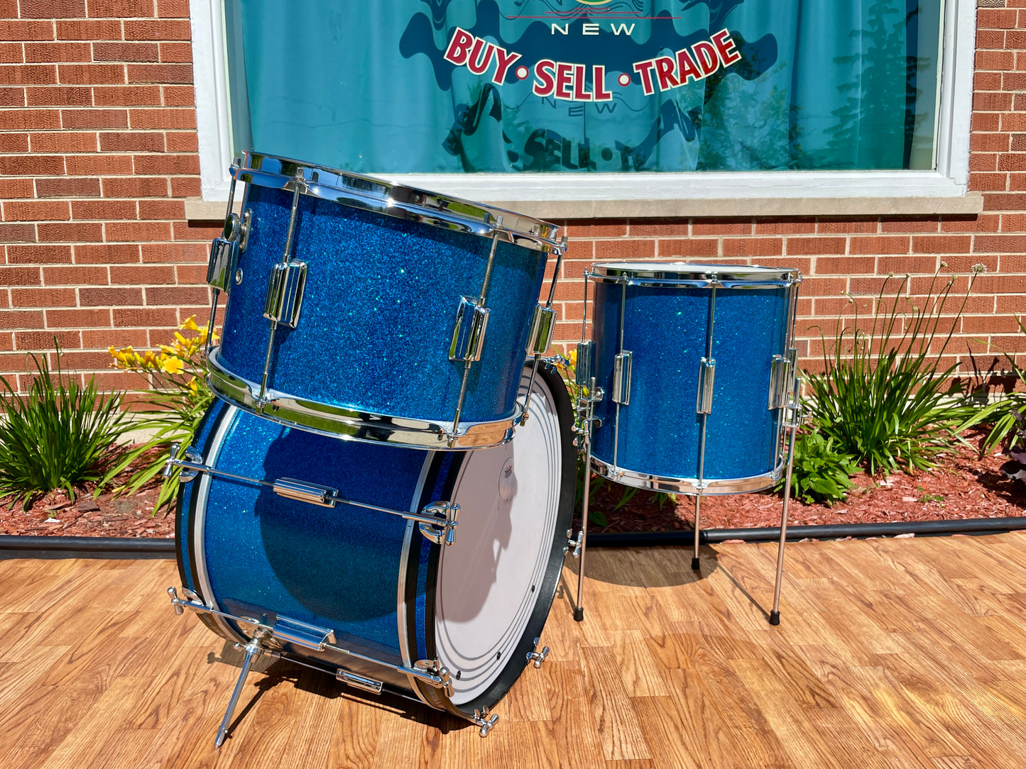 1960s Rogers Tower Delta Drum Set Sparkling Blue Pearl 20/12/14