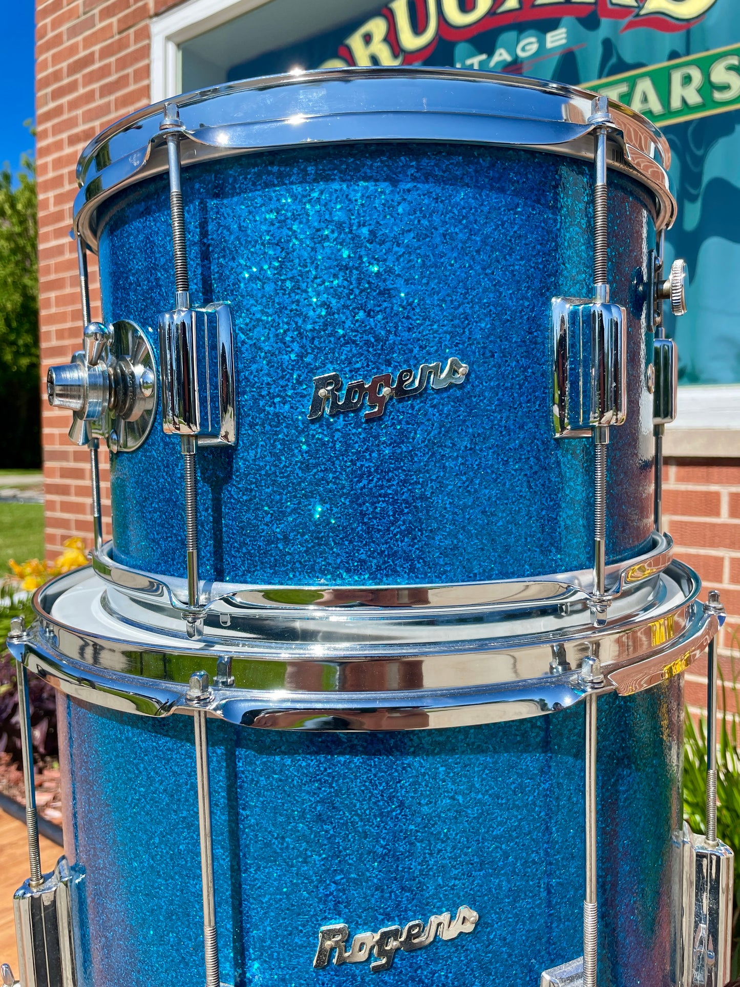 1960s Rogers Tower Delta Drum Set Sparkling Blue Pearl 20/12/14