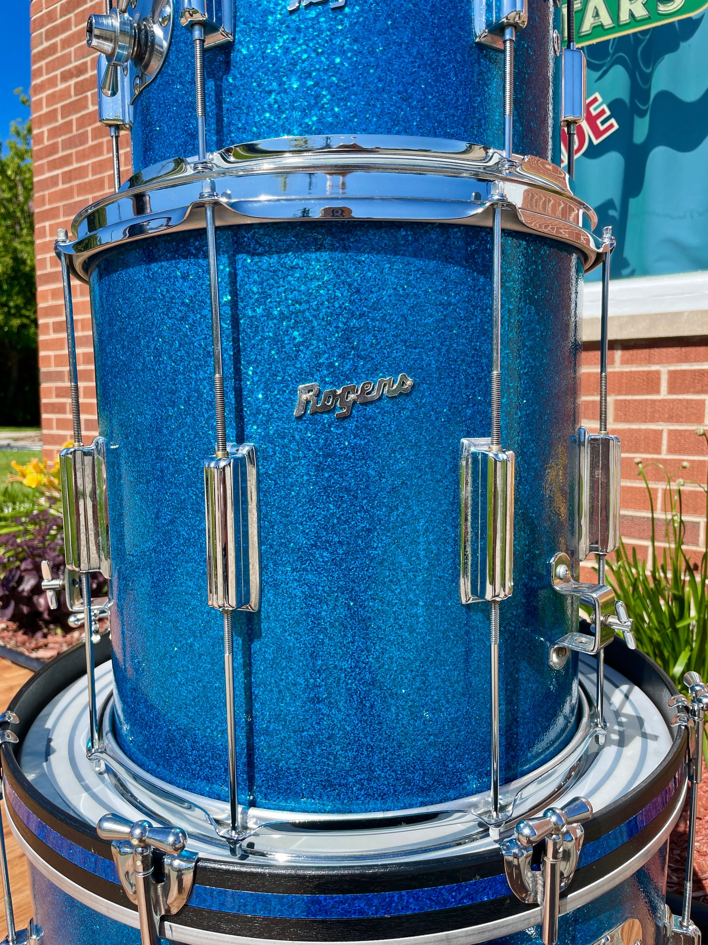 1960s Rogers Tower Delta Drum Set Sparkling Blue Pearl 20/12/14