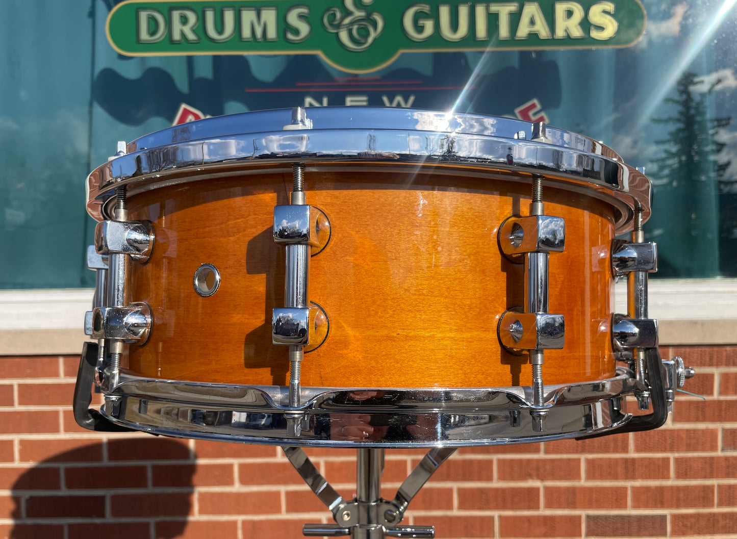 1990s Premier 5.5x14 Signia Maple No. 2055 Snare Drum Topaz 10-Lug