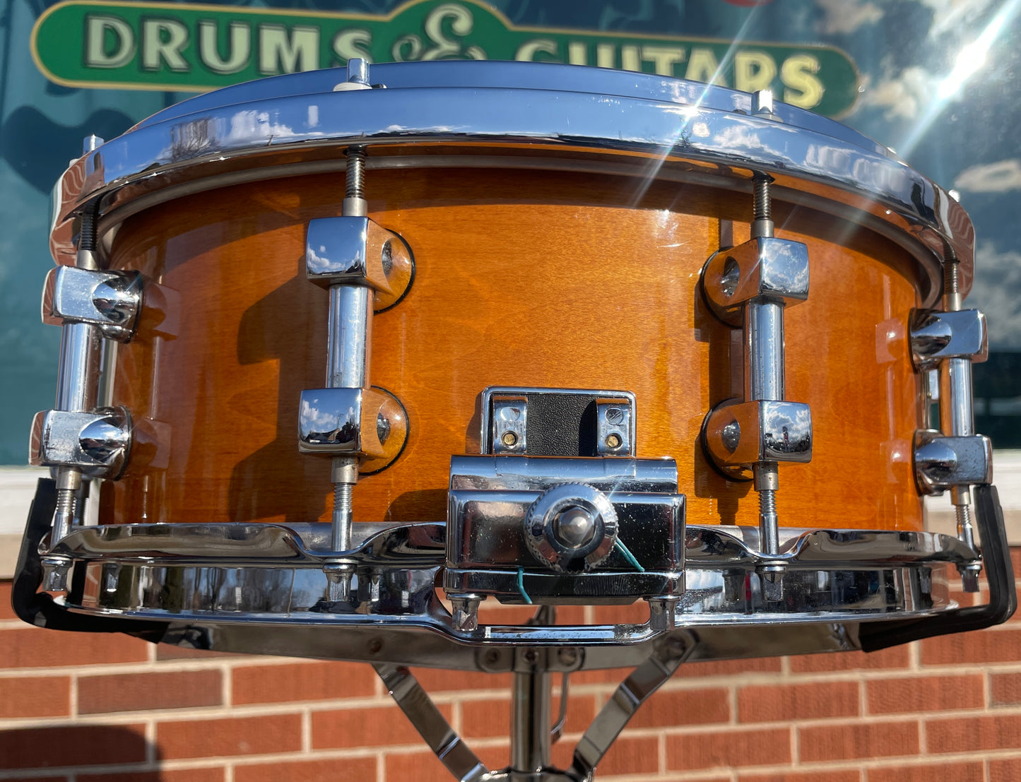 1990s Premier 5.5x14 Signia Maple No. 2055 Snare Drum Topaz 10-Lug