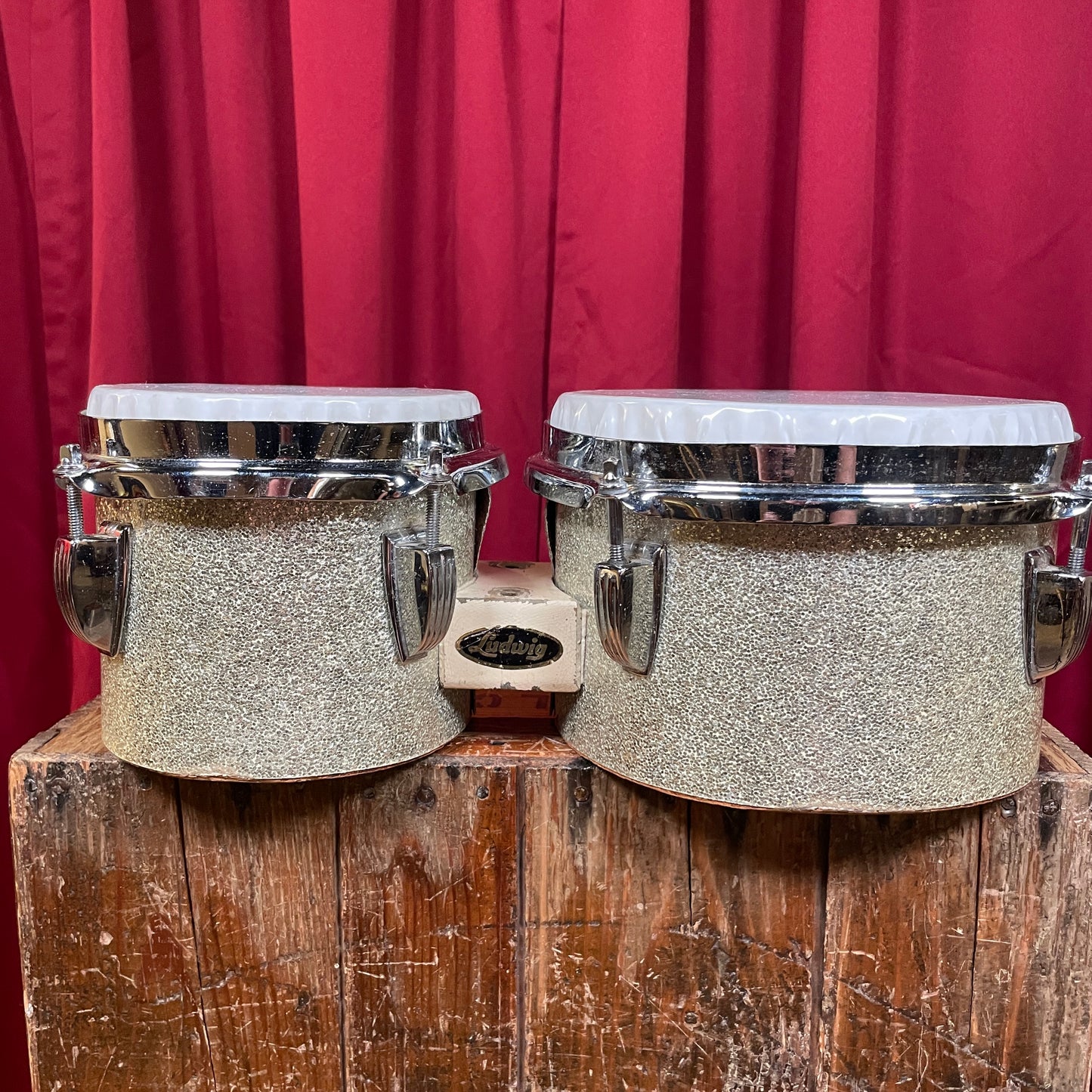 Vintage Ludwig 6" & 8" Tunable Bongos Silver Sparkle