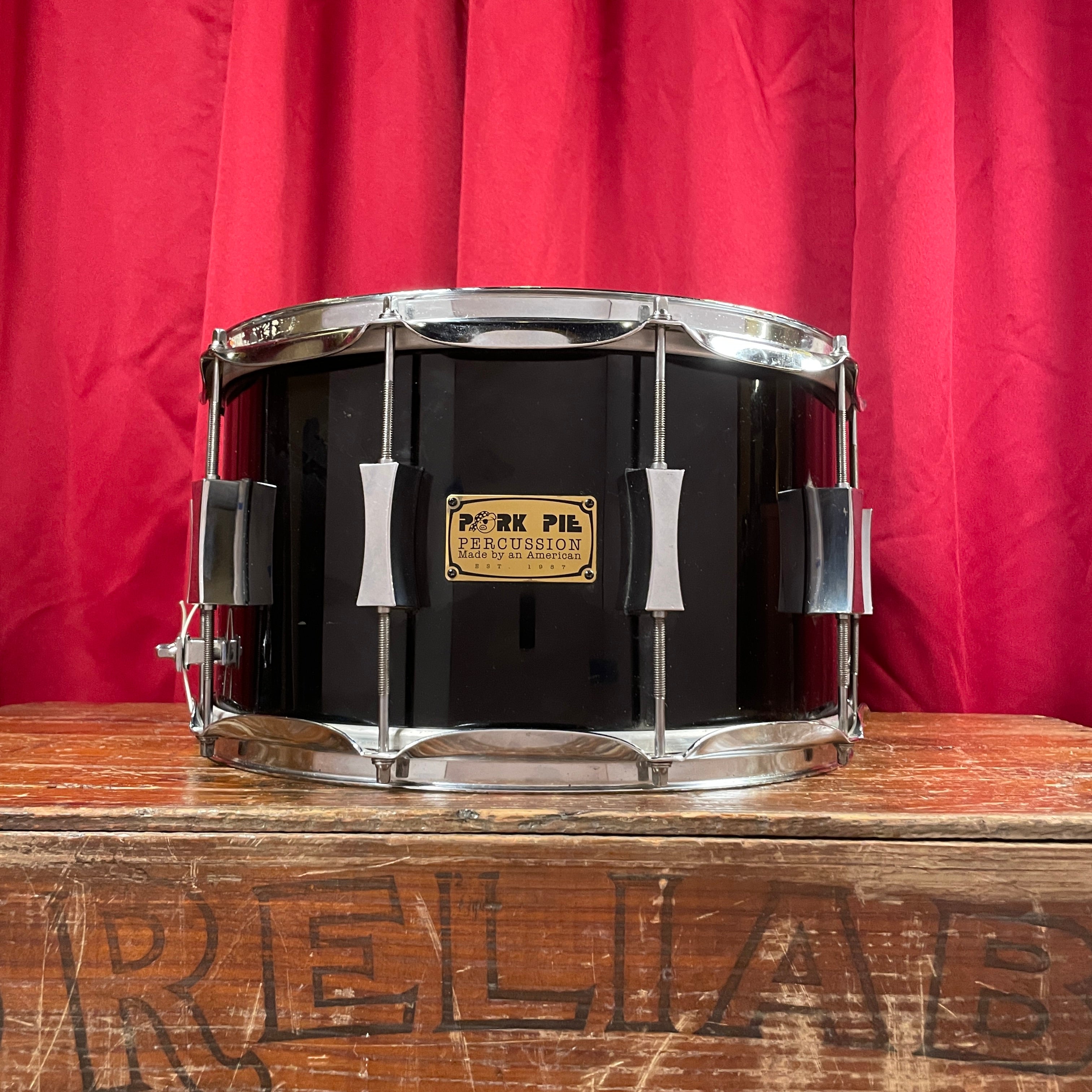 Pork Pie 8X14 Maple/Oak Snare Drum High Gloss Black 2011