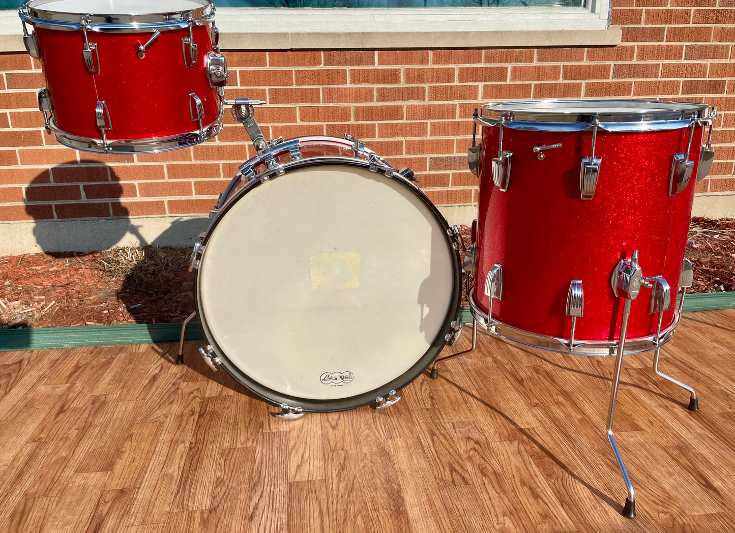 1960s Ludwig Downbeat Drum Set Red Sparkle 20/12/14