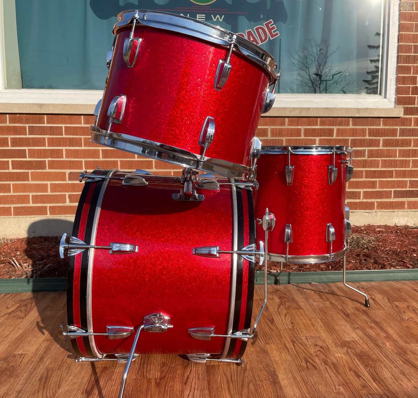 1960s Ludwig Downbeat Drum Set Red Sparkle 20/12/14