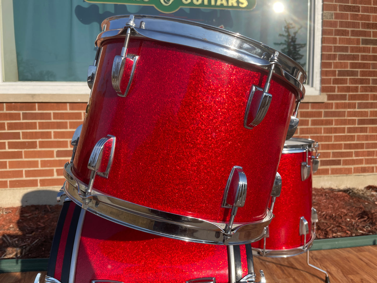 1960s Ludwig Downbeat Drum Set Red Sparkle 20/12/14