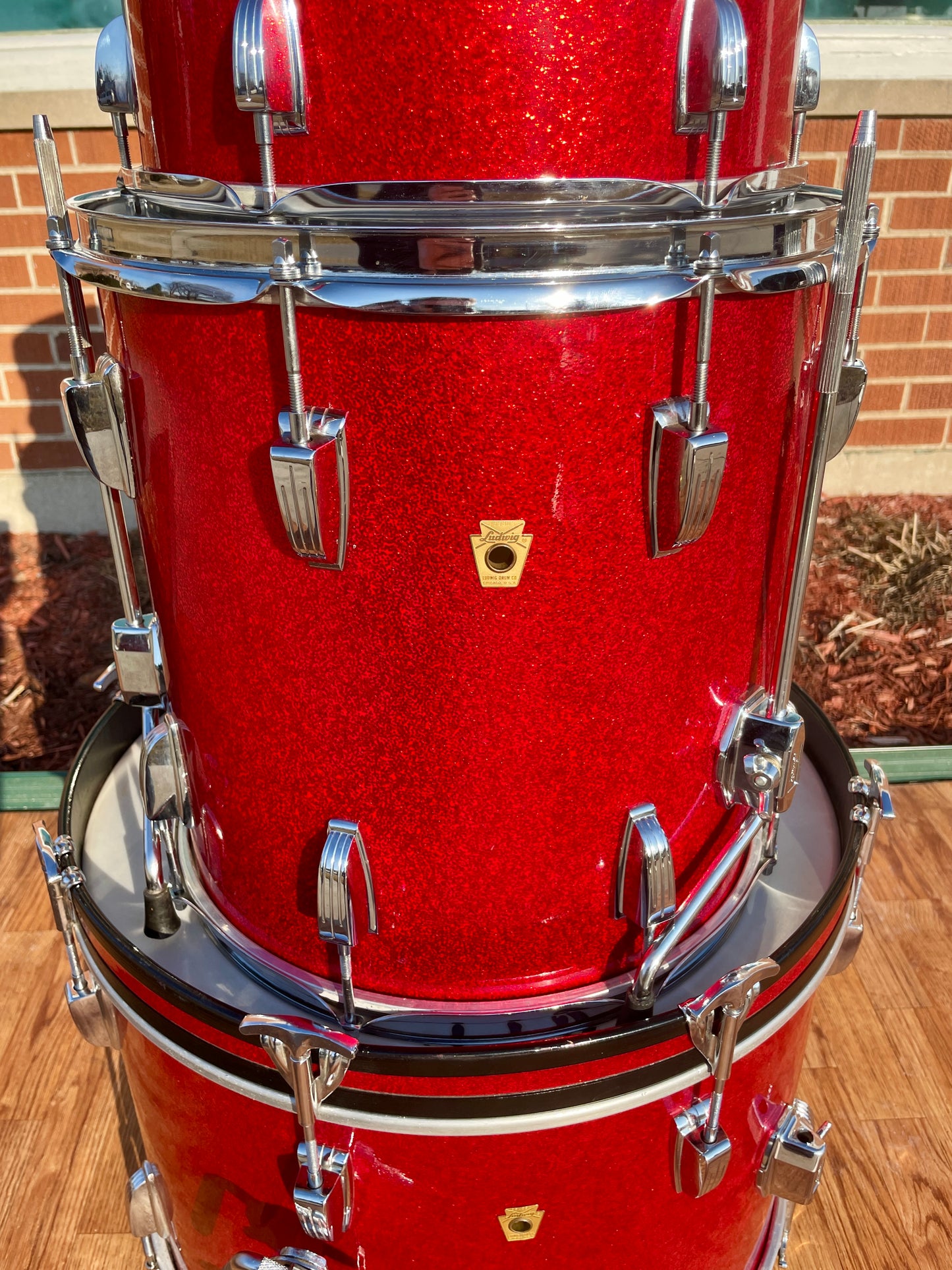 1960s Ludwig Downbeat Drum Set Red Sparkle 20/12/14