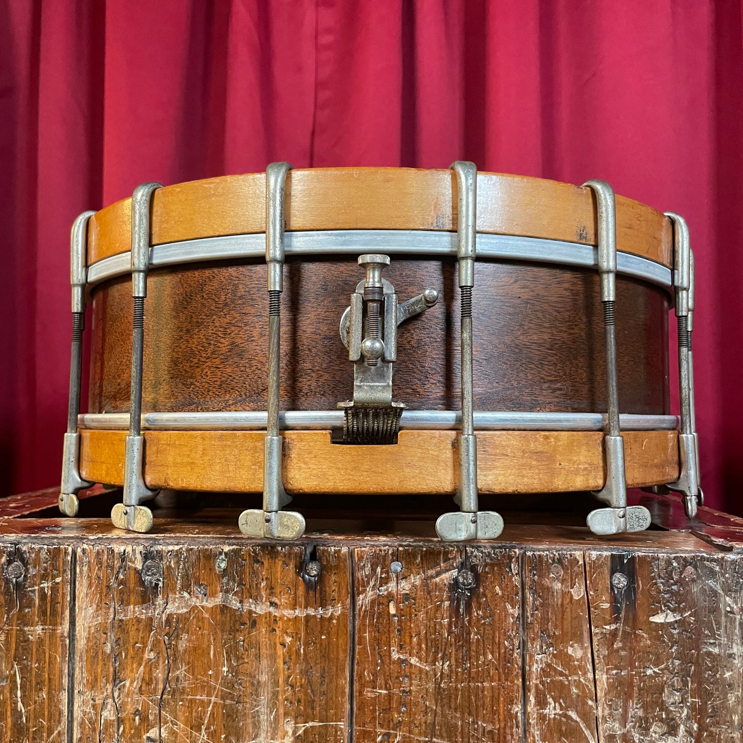 1910s Ludwig & Ludwig 4x14 Thumb Rod Snare Drum No. 37 Walnut