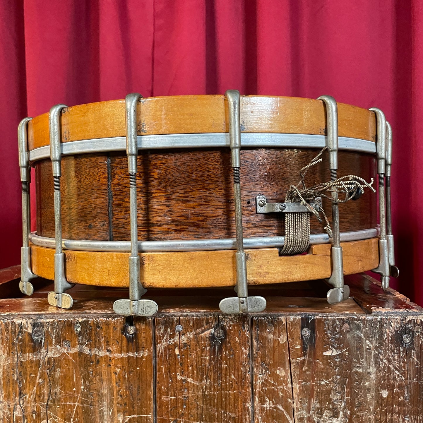 1910s Ludwig & Ludwig 4x14 Thumb Rod Snare Drum No. 37 Walnut