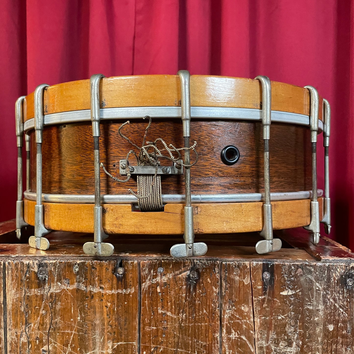 1910s Ludwig & Ludwig 4x14 Thumb Rod Snare Drum No. 37 Walnut