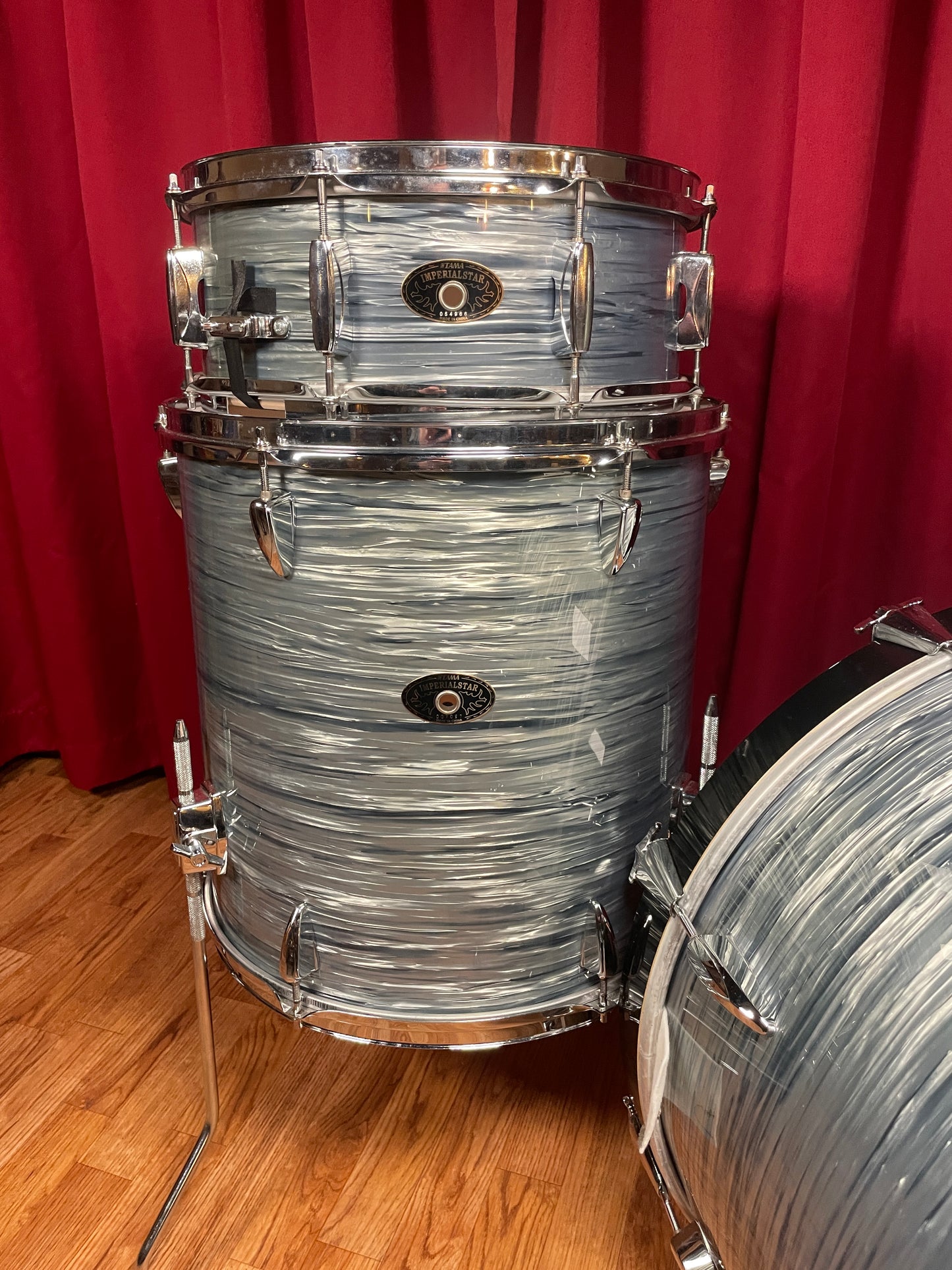 Custom Mike Portnoy 2010s Tama Imperialstar Drum Set Blue Gray Oyster Pearl 22/12/16/5.5x14