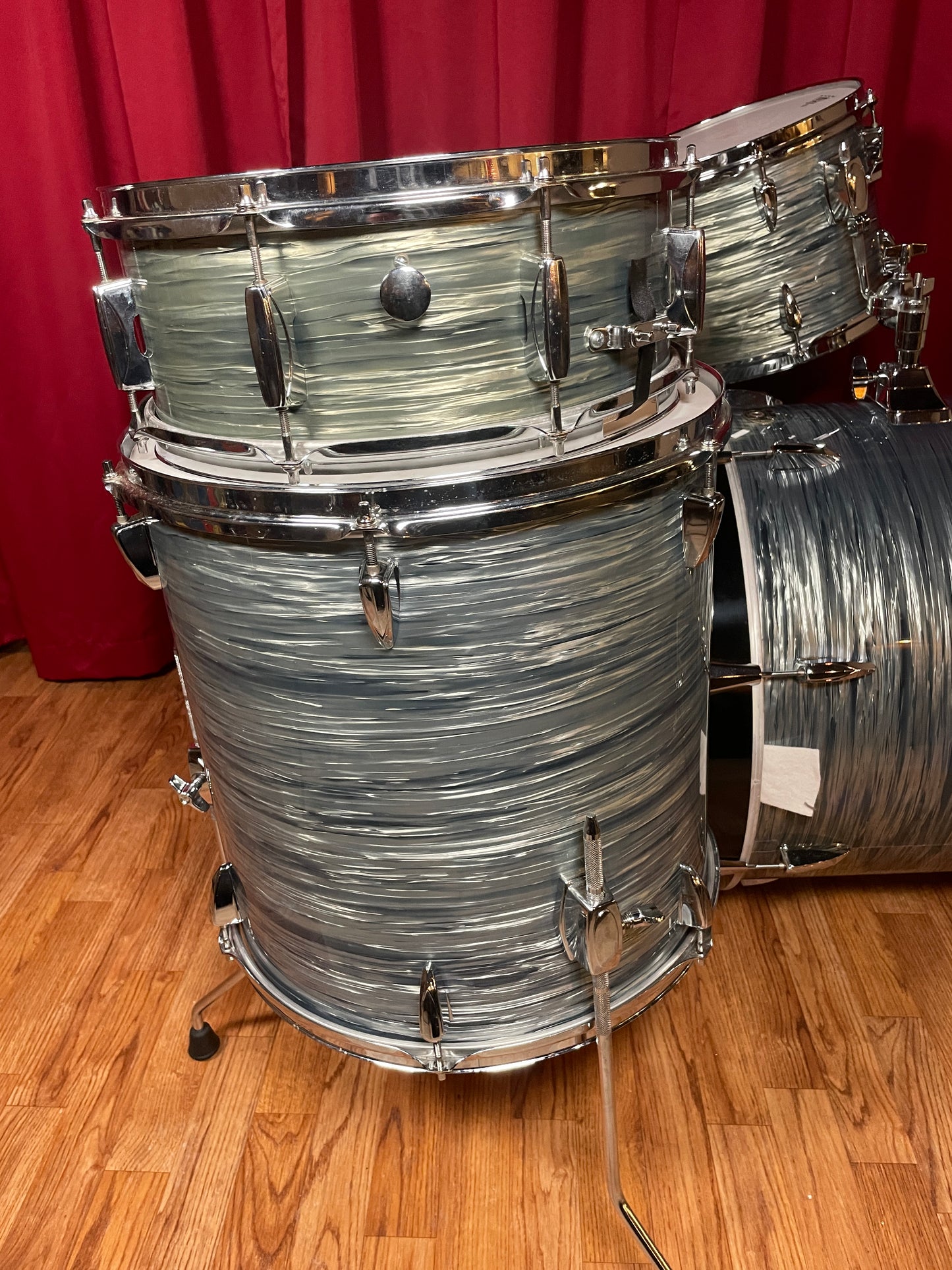 Custom Mike Portnoy 2010s Tama Imperialstar Drum Set Blue Gray Oyster Pearl 22/12/16/5.5x14