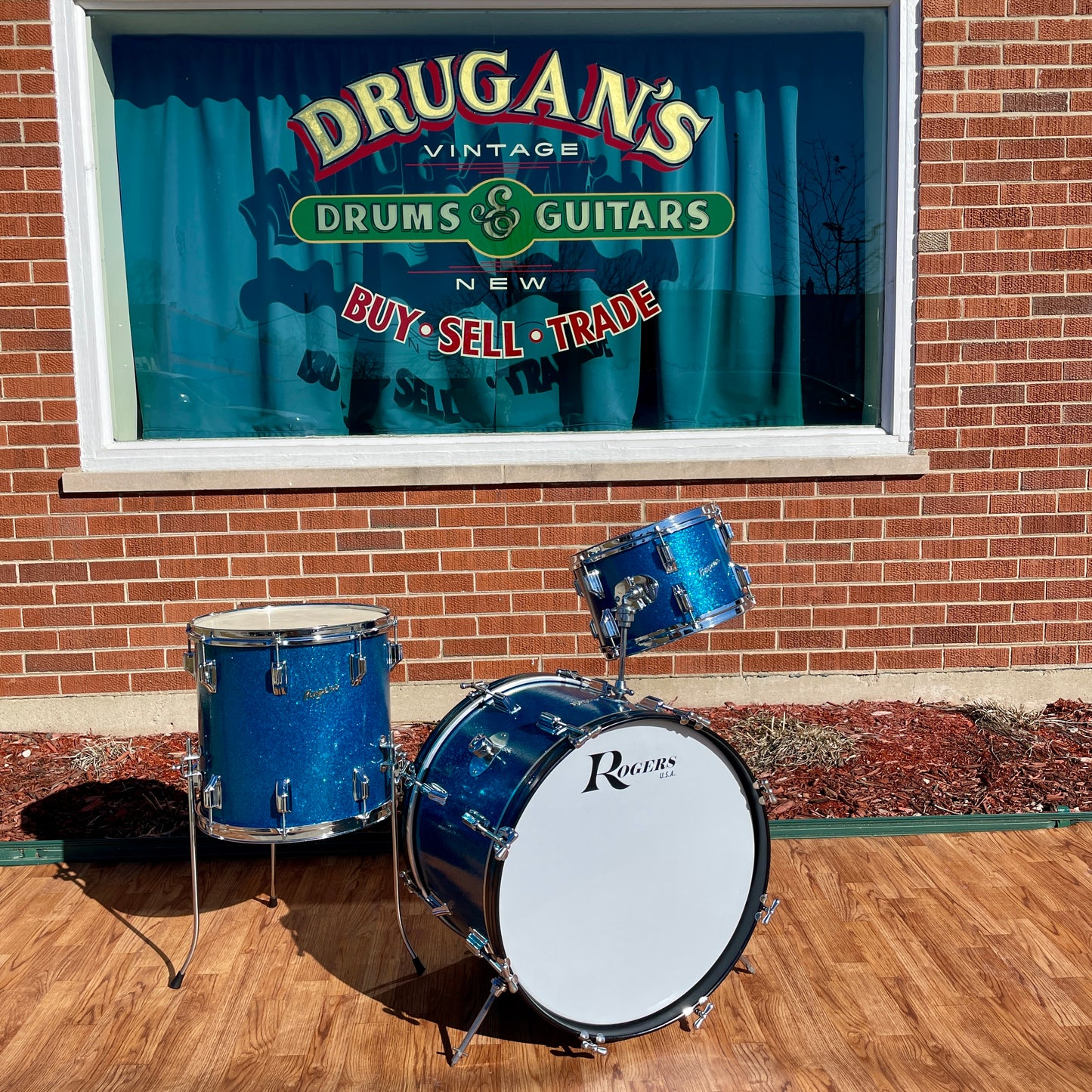 1960s Rogers Holiday Drum Set Blue Sparkle 20/12/14