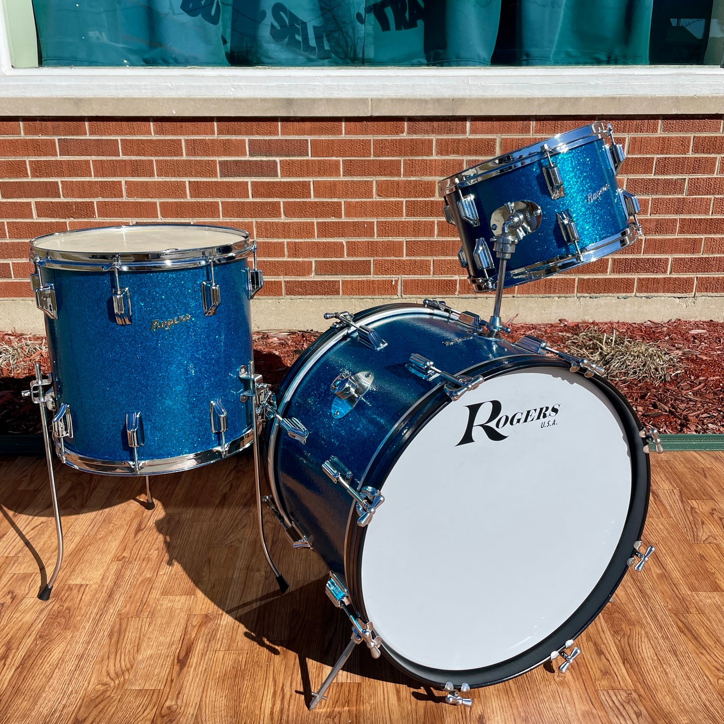 1960s Rogers Holiday Drum Set Blue Sparkle 20/12/14