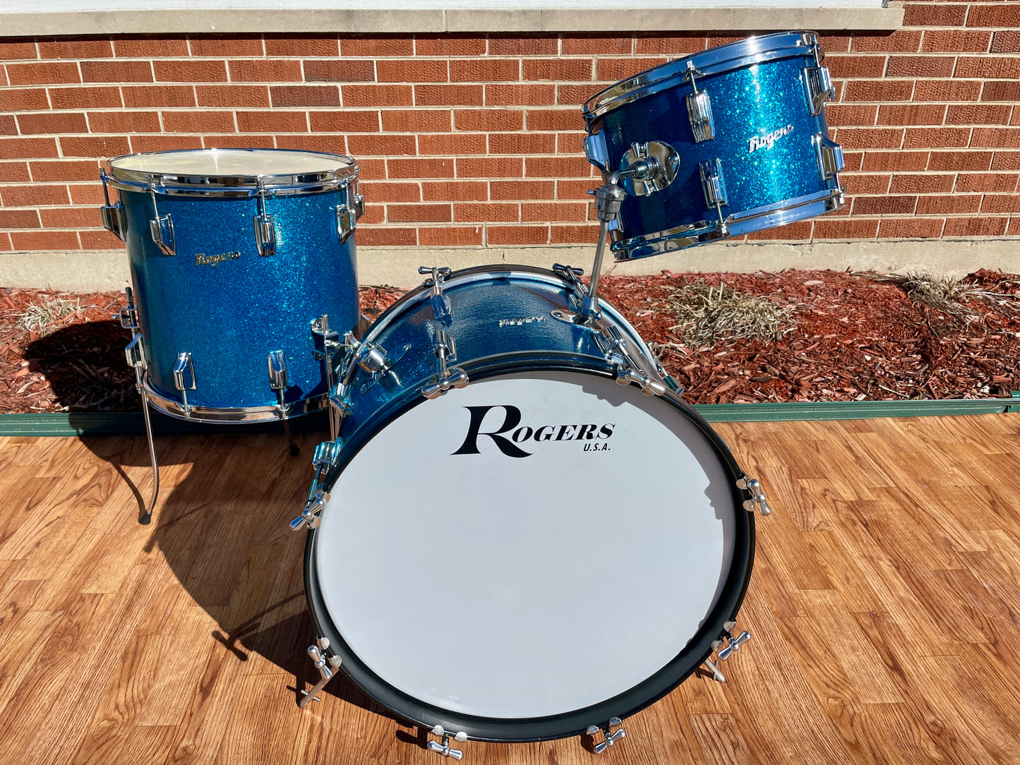 1960s Rogers Holiday Drum Set Blue Sparkle 20/12/14