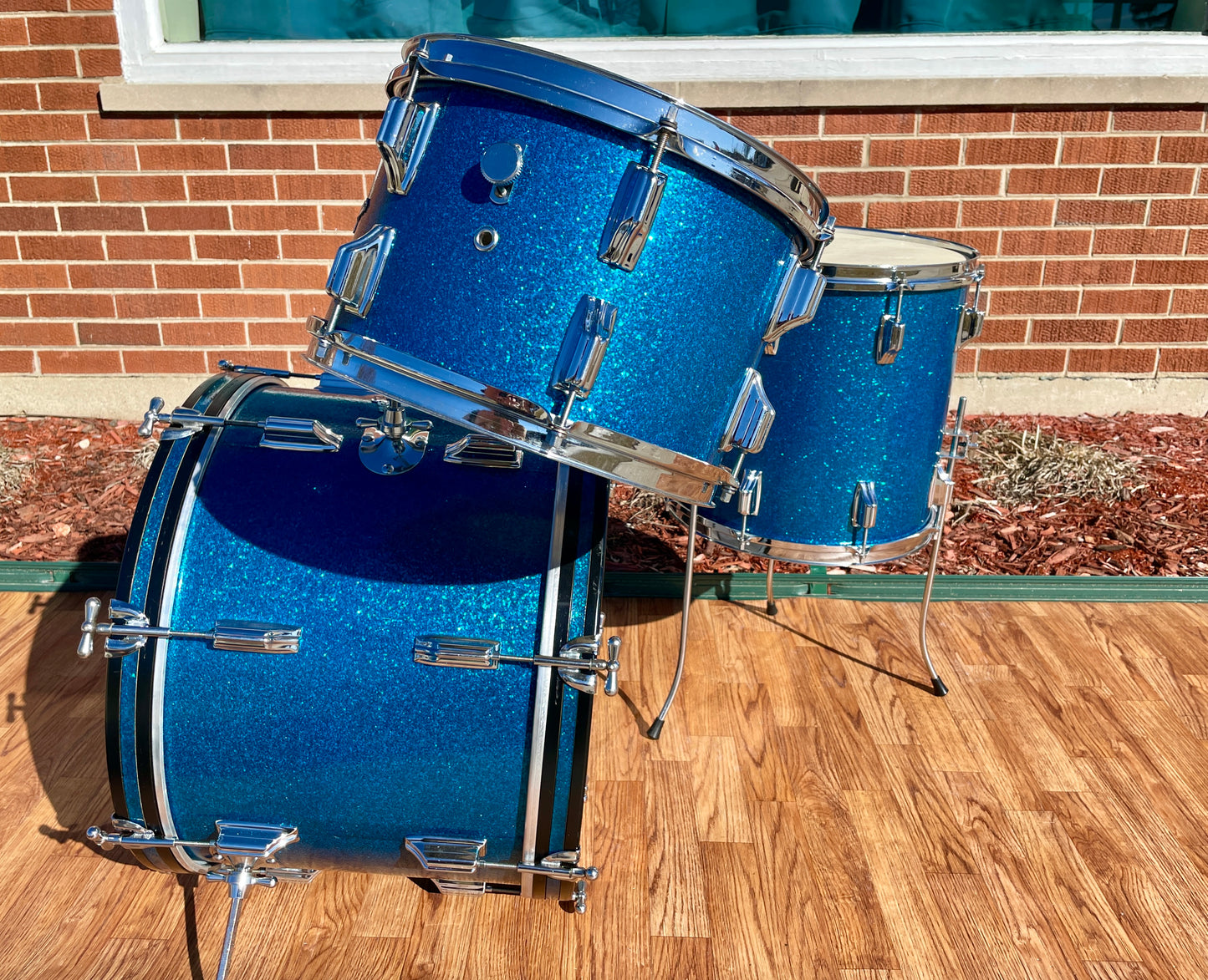 1960s Rogers Holiday Drum Set Blue Sparkle 20/12/14