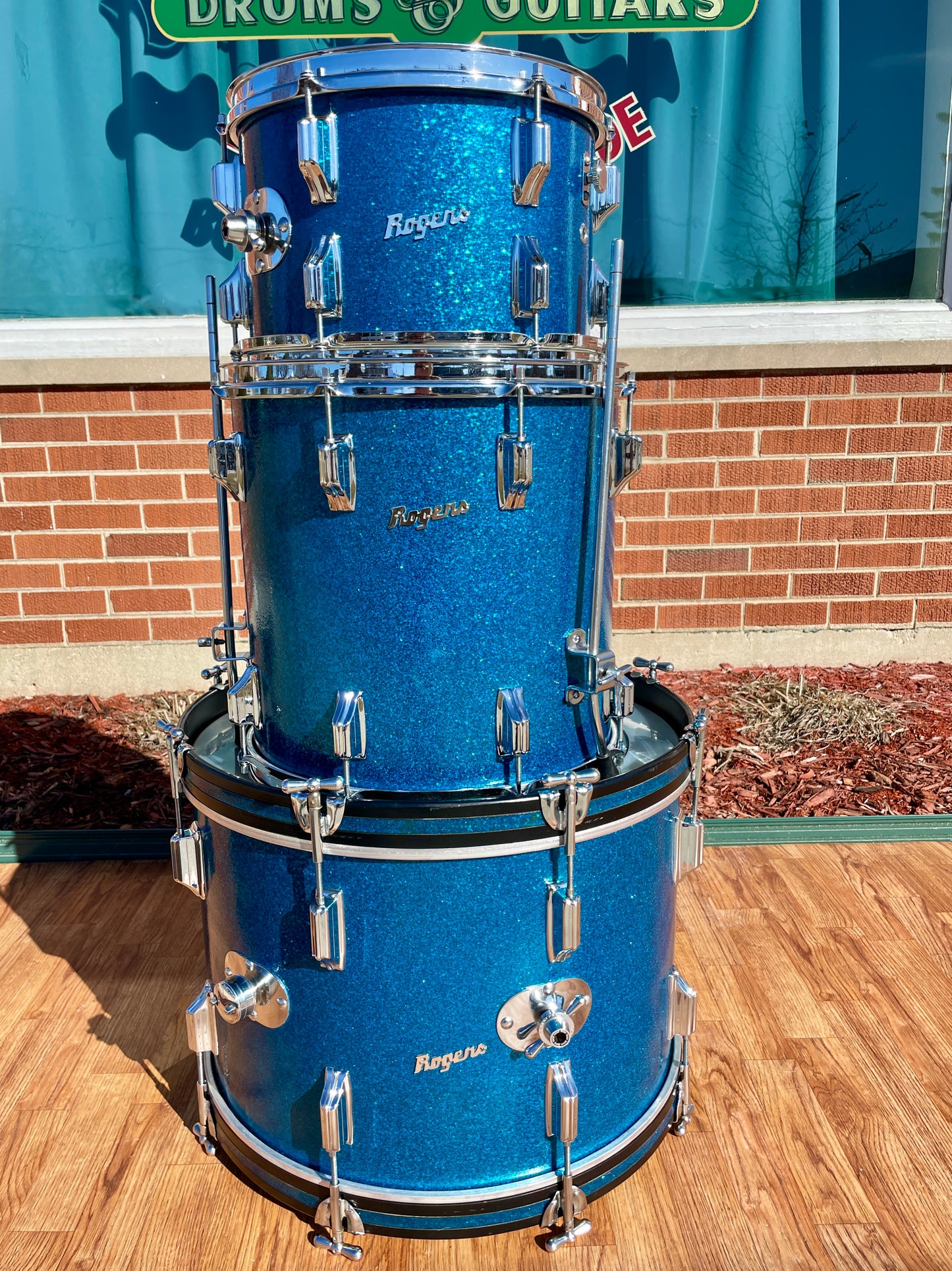 1960s Rogers Holiday Drum Set Blue Sparkle 20/12/14