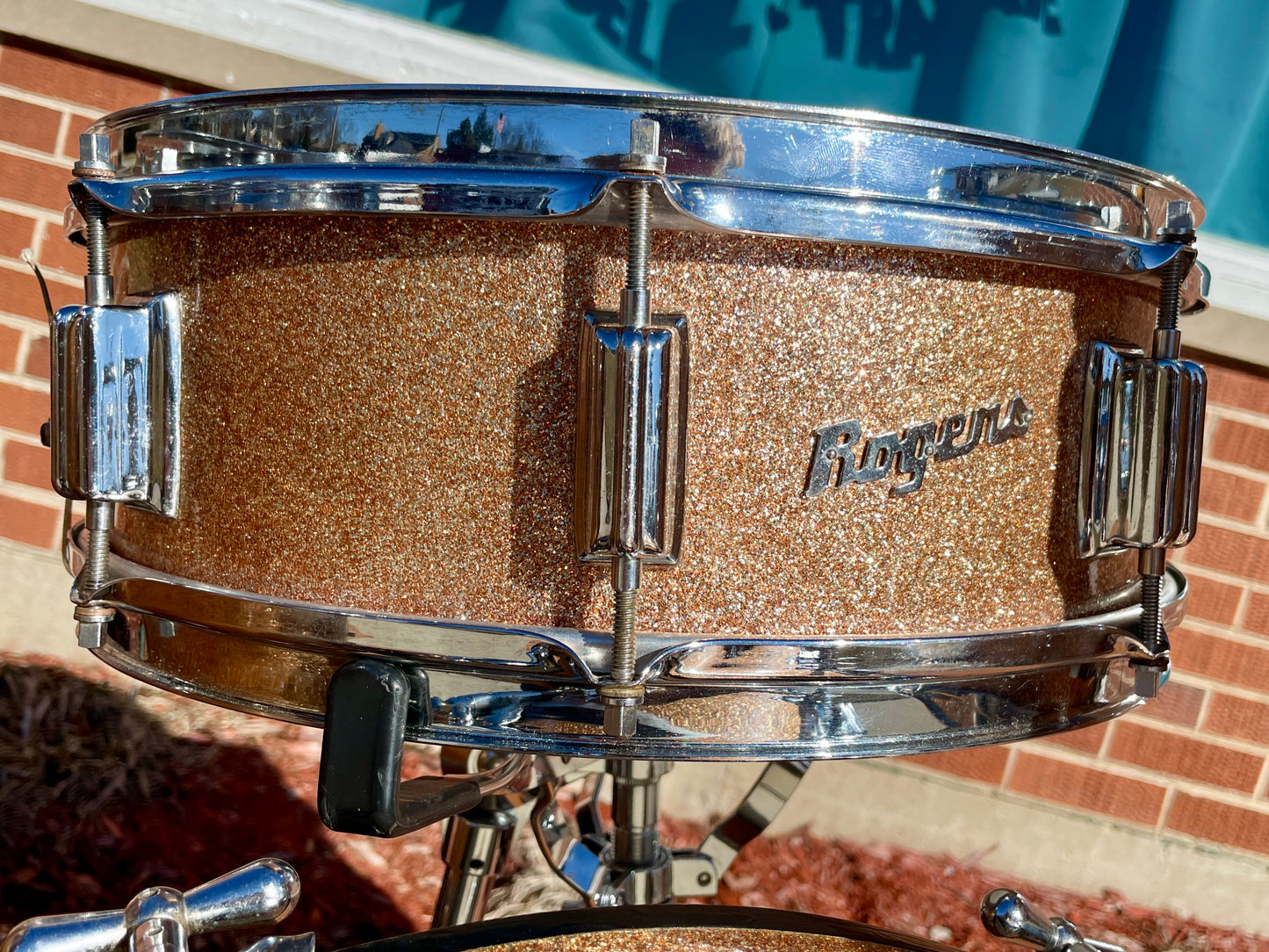 1960s Rogers Tower 5x14 No. 19 Snare Drum Pink Champagne Pearl Sparkle Cleveland