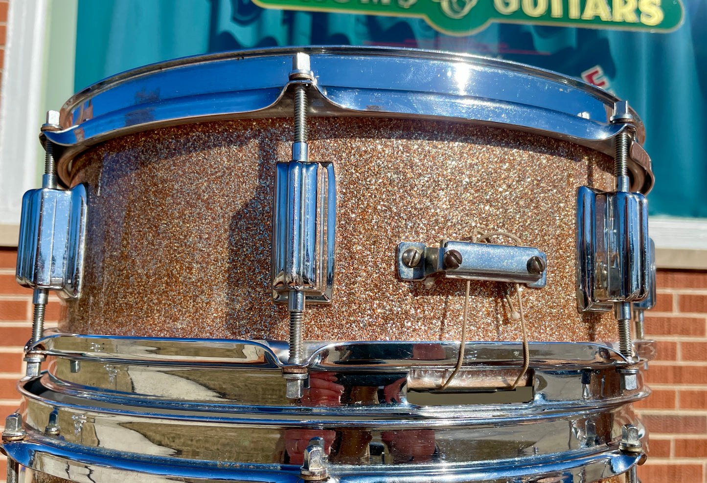 1960s Rogers Tower 5x14 No. 19 Snare Drum Pink Champagne Pearl Sparkle Cleveland