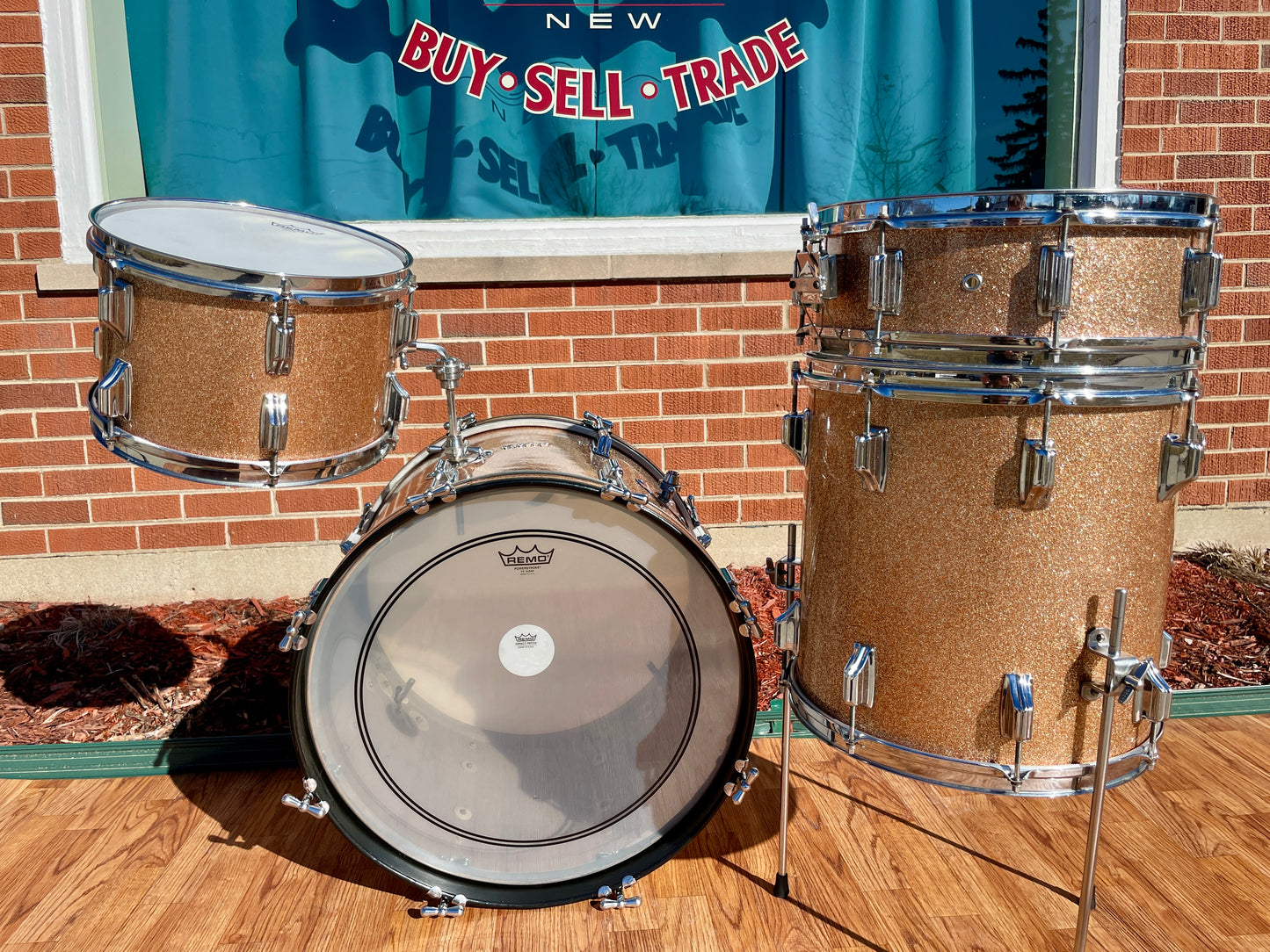 1960s Rogers Holiday Drum Set w/ Snare Pink Champagne Pearl Sparkle 20/12/14/5x14