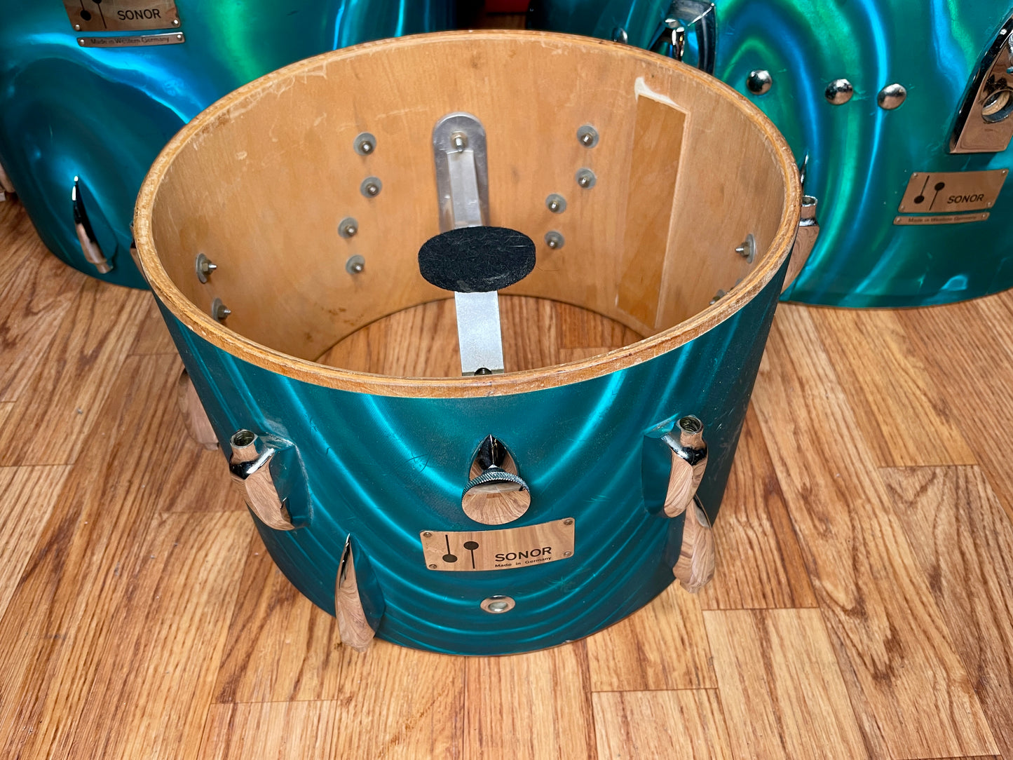 1960s Sonor Teardrop Drum Set Multi-Brilliant Turquoise Satin Flame Blue/Green 20/12/16/5x14