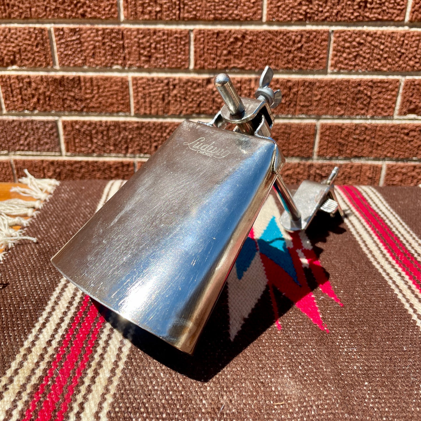 1960s Ludwig 5" Cow Bell No. 129 w/ Cowbell Holder No. 133 Script Logo