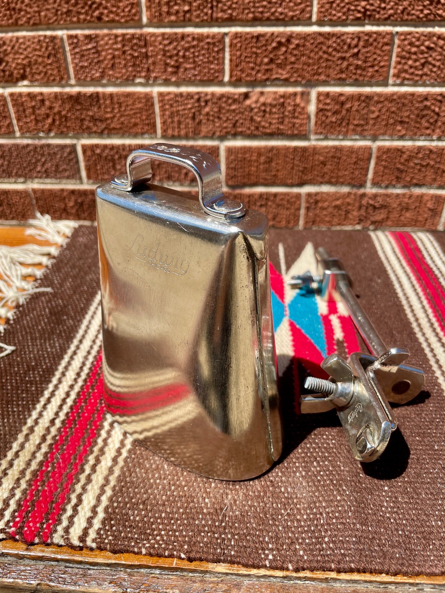 1960s Ludwig 5" Cow Bell No. 129 w/ Cowbell Holder No. 133 Script Logo