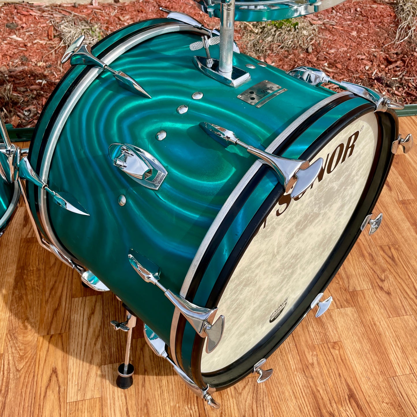 1960s Sonor Teardrop Drum Set Multi-Brilliant Turquoise Satin Flame Blue/Green 20/12/16/5x14