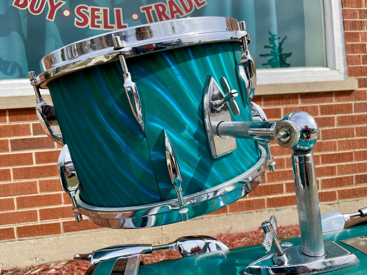 1960s Sonor Teardrop Drum Set Multi-Brilliant Turquoise Satin Flame Blue/Green 20/12/16/5x14