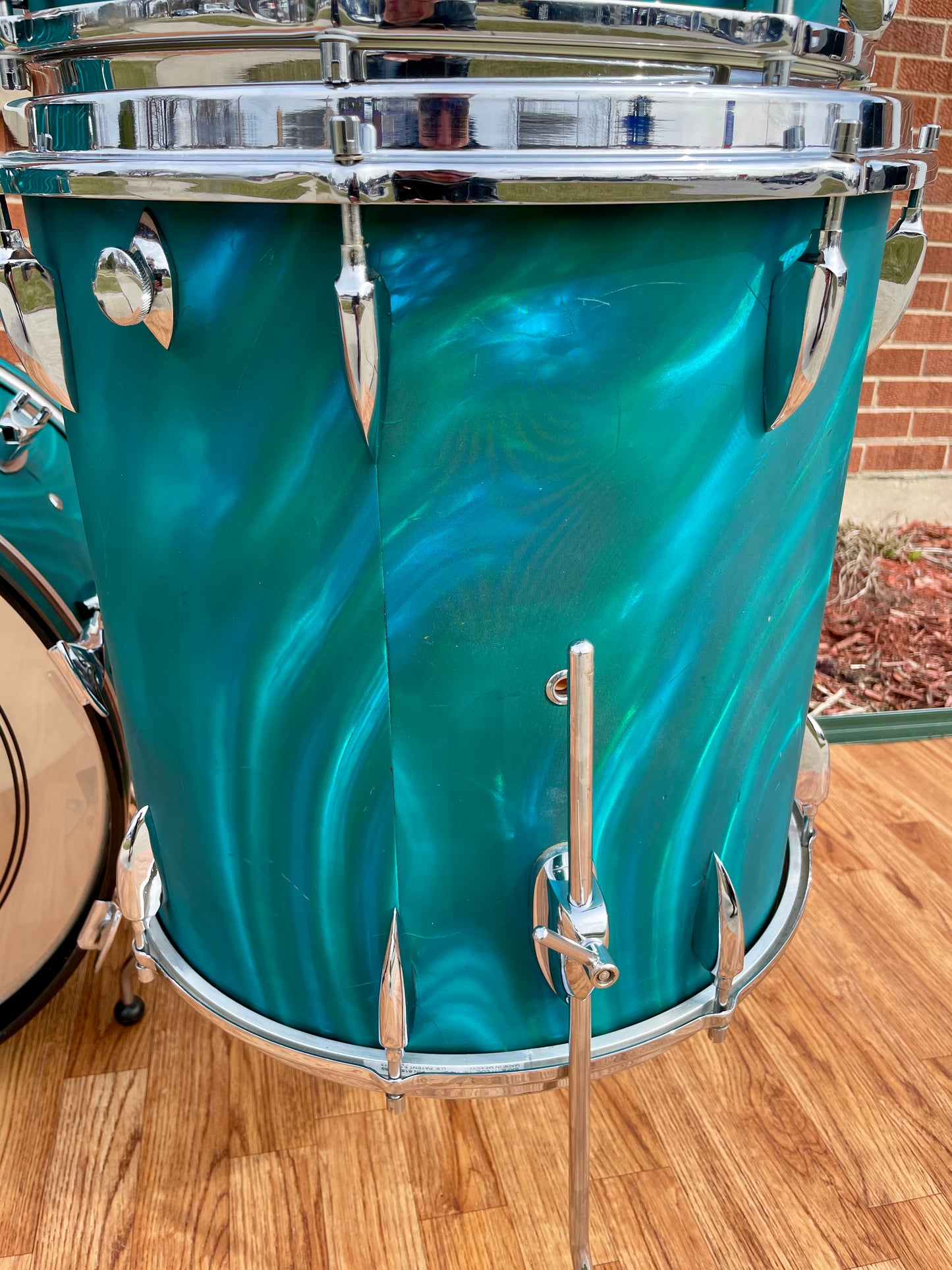 1960s Sonor Teardrop Drum Set Multi-Brilliant Turquoise Satin Flame Blue/Green 20/12/16/5x14