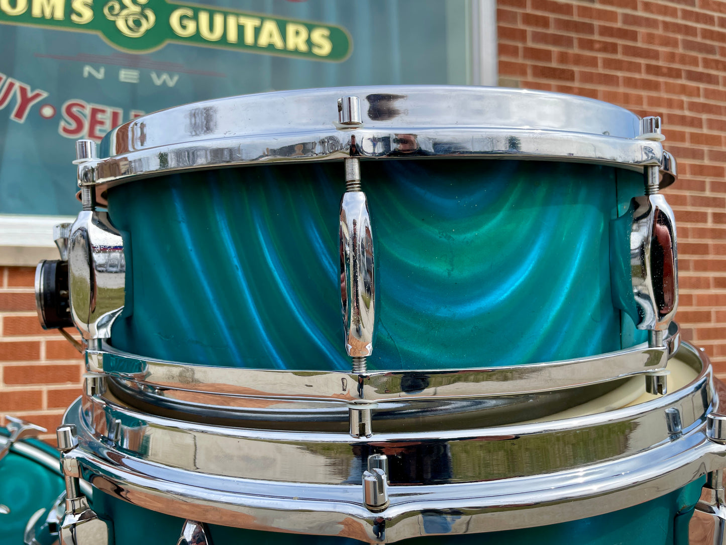 1960s Sonor Teardrop Drum Set Multi-Brilliant Turquoise Satin Flame Blue/Green 20/12/16/5x14