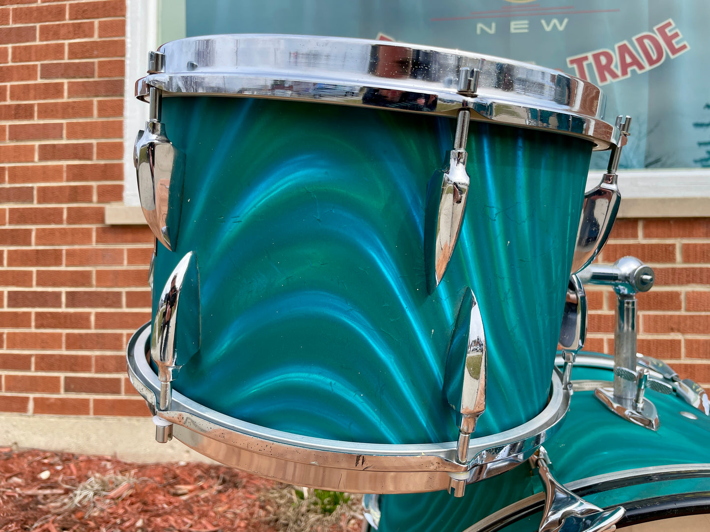 1960s Sonor Teardrop Drum Set Multi-Brilliant Turquoise Satin Flame Blue/Green 20/12/16/5x14