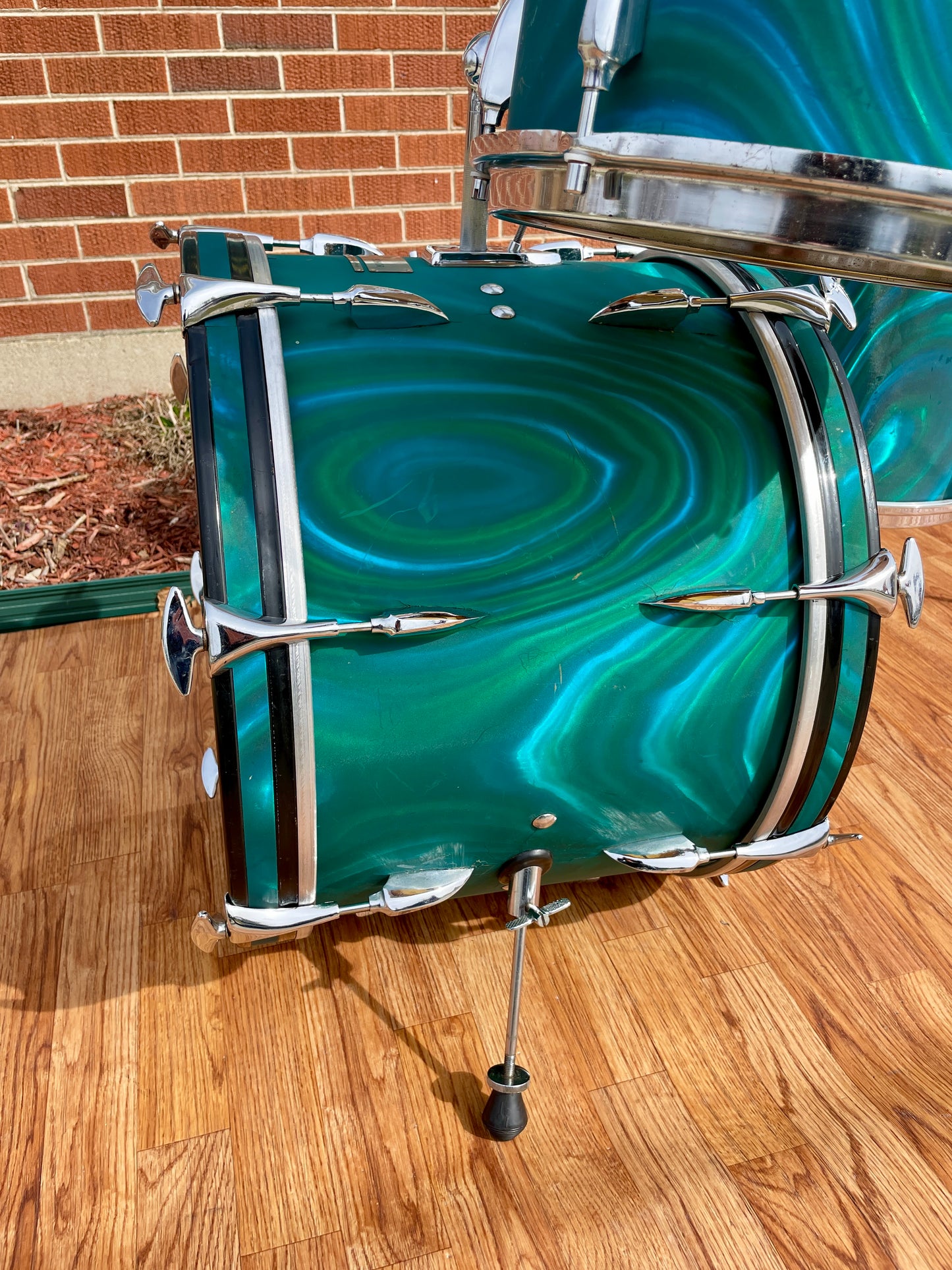 1960s Sonor Teardrop Drum Set Multi-Brilliant Turquoise Satin Flame Blue/Green 20/12/16/5x14