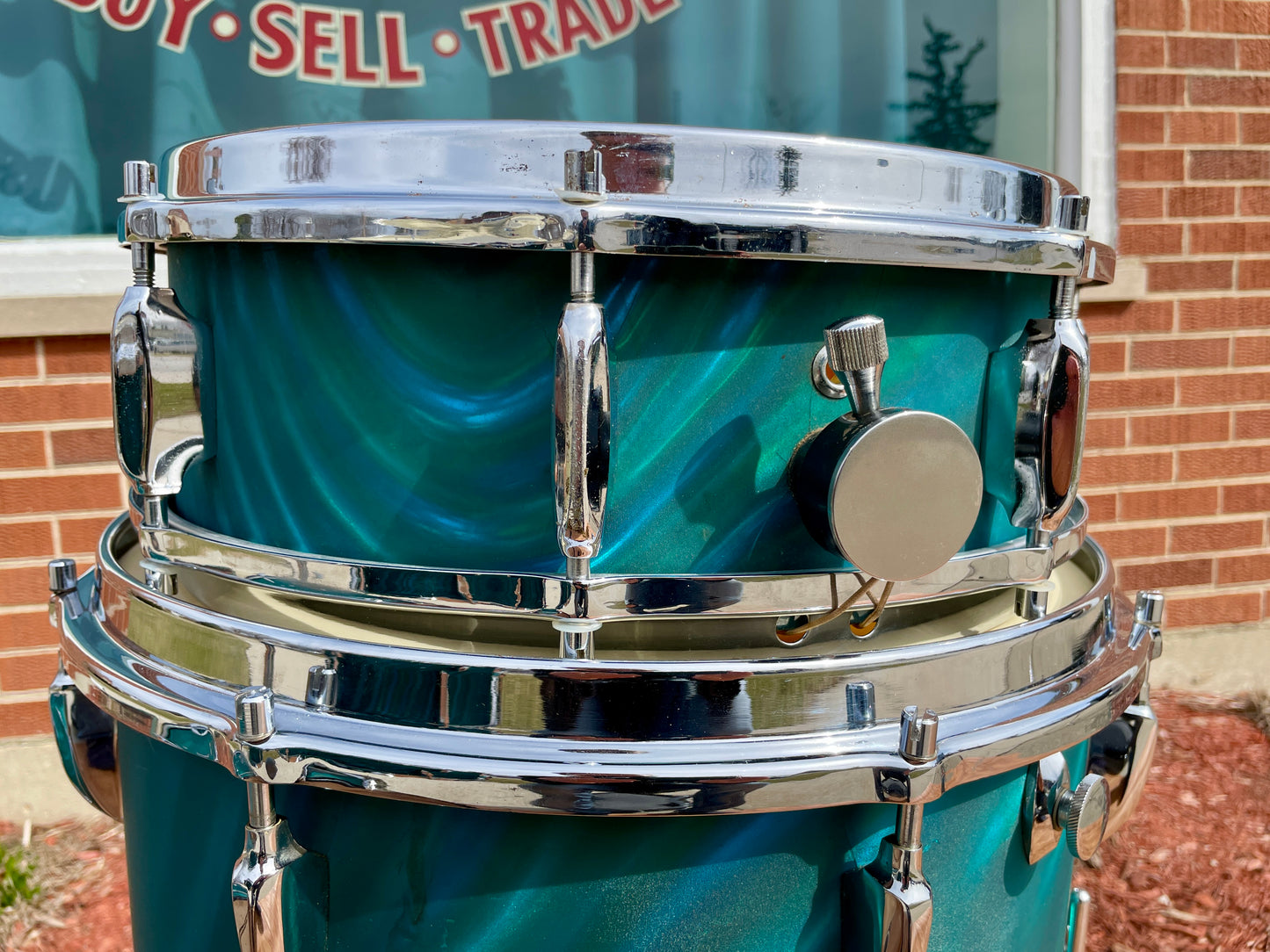 1960s Sonor Teardrop Drum Set Multi-Brilliant Turquoise Satin Flame Blue/Green 20/12/16/5x14