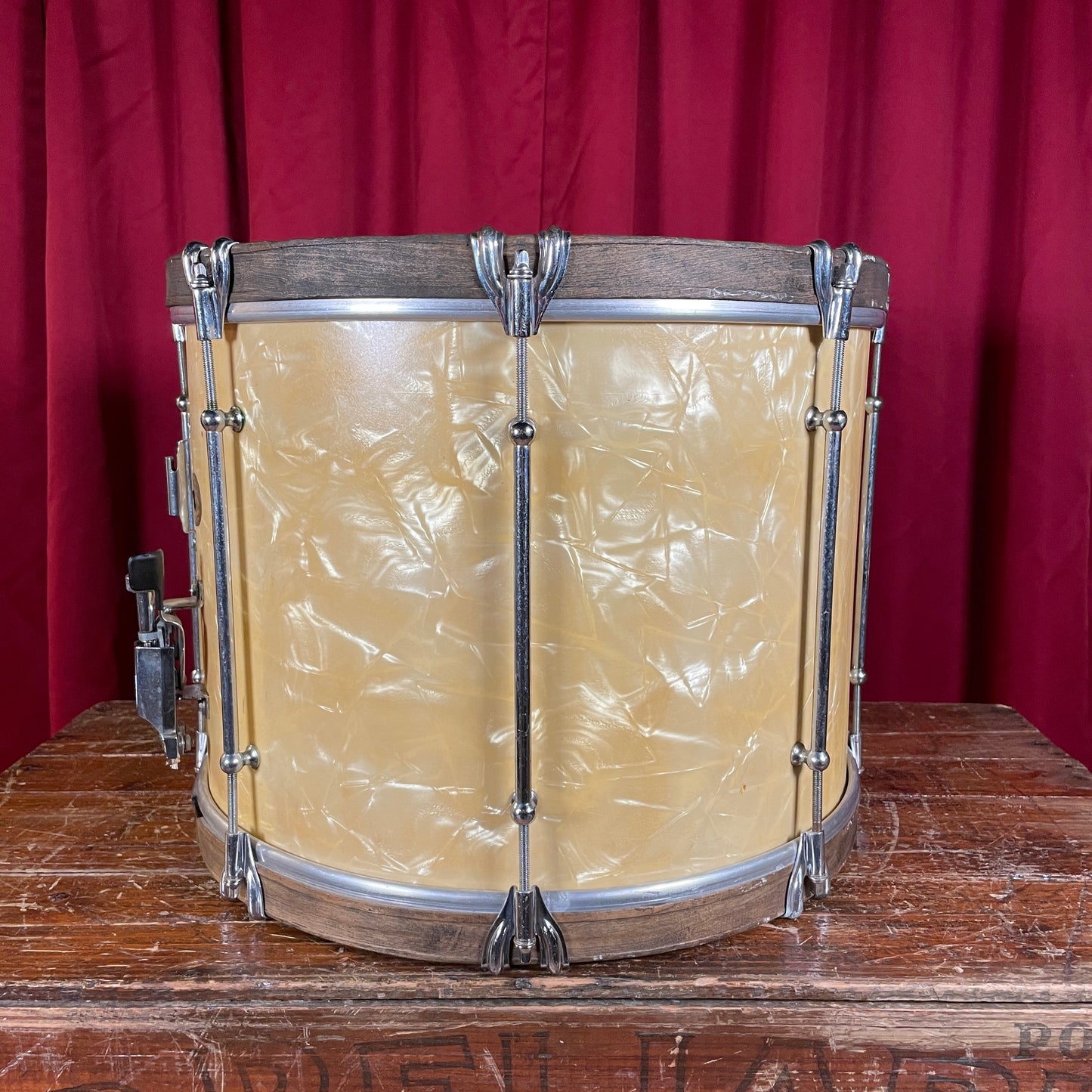 1920s Ludwig & Ludwig 12x16 Marching Snare Drum Avalon White Pearl 16x12