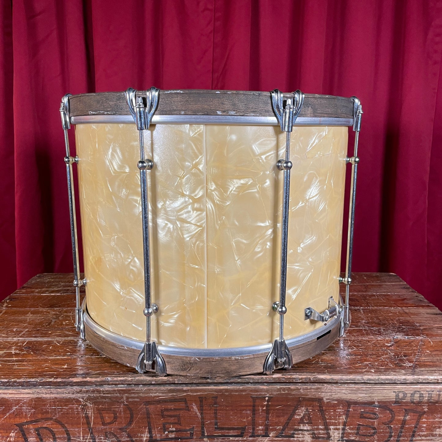 1920s Ludwig & Ludwig 12x16 Marching Snare Drum Avalon White Pearl 16x12