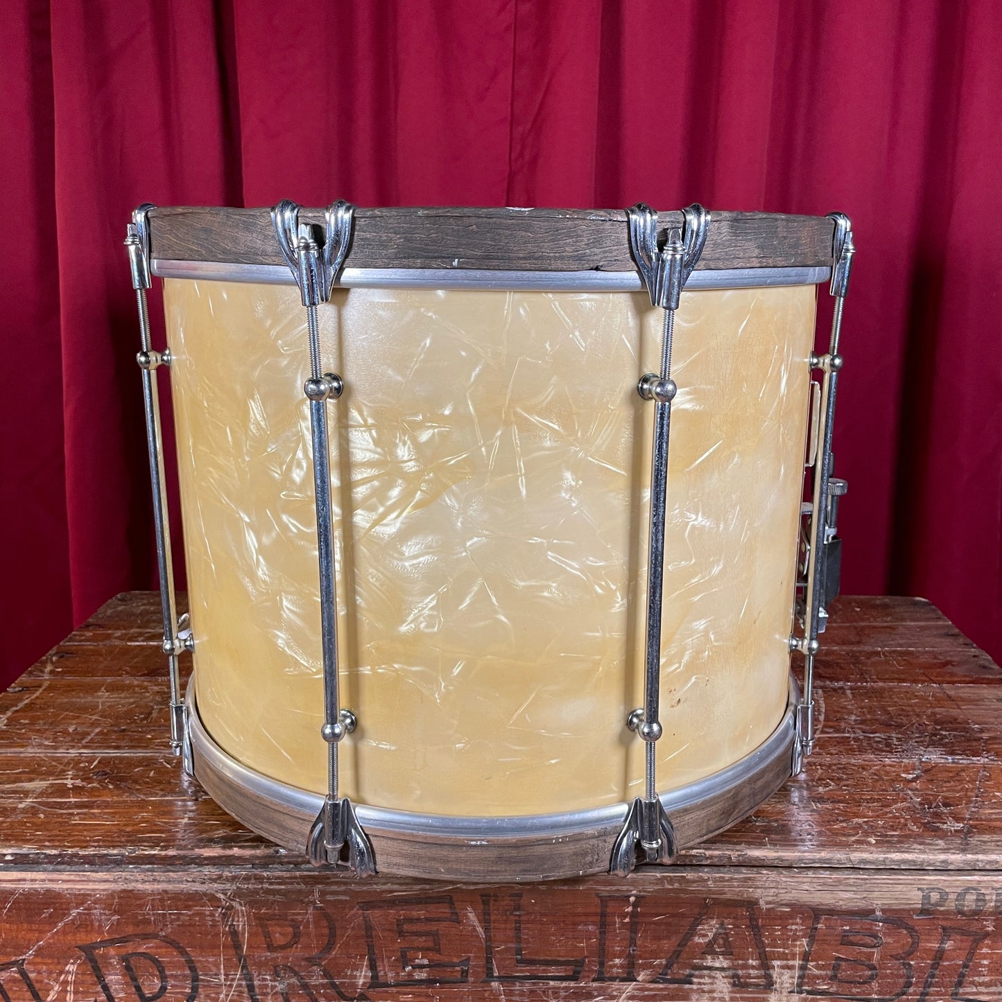 1920s Ludwig & Ludwig 12x16 Marching Snare Drum Avalon White Pearl 16x12